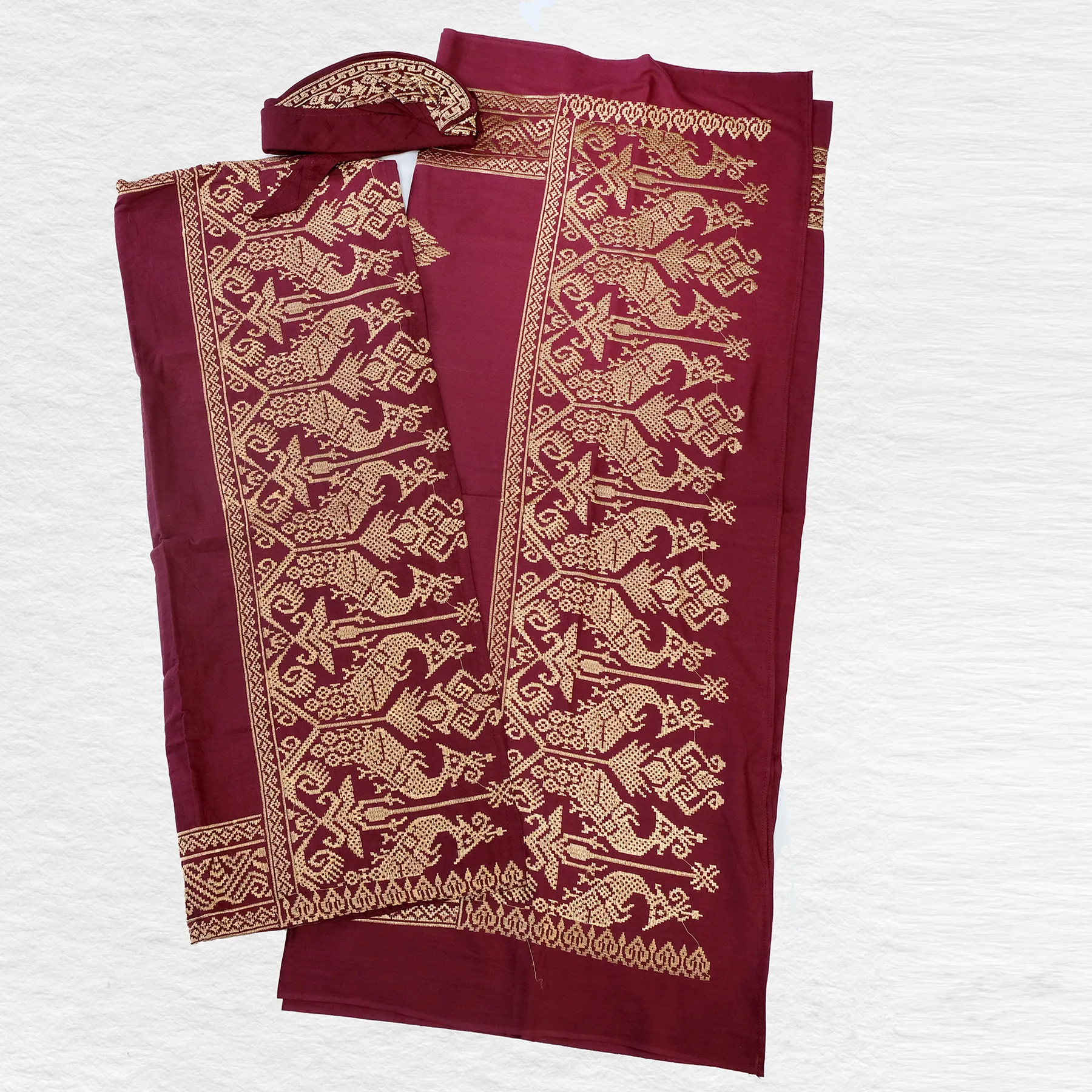 (KAT-098) Kain Songket Bali Marun Nyoman