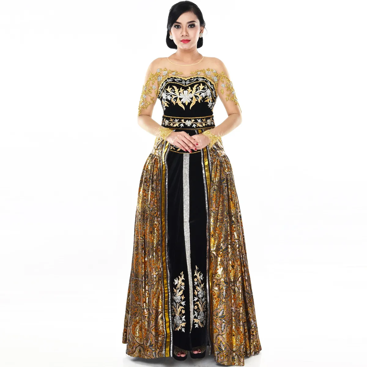 (KE-041) Kebaya Pengantin Dodot Hitam Emas Modern