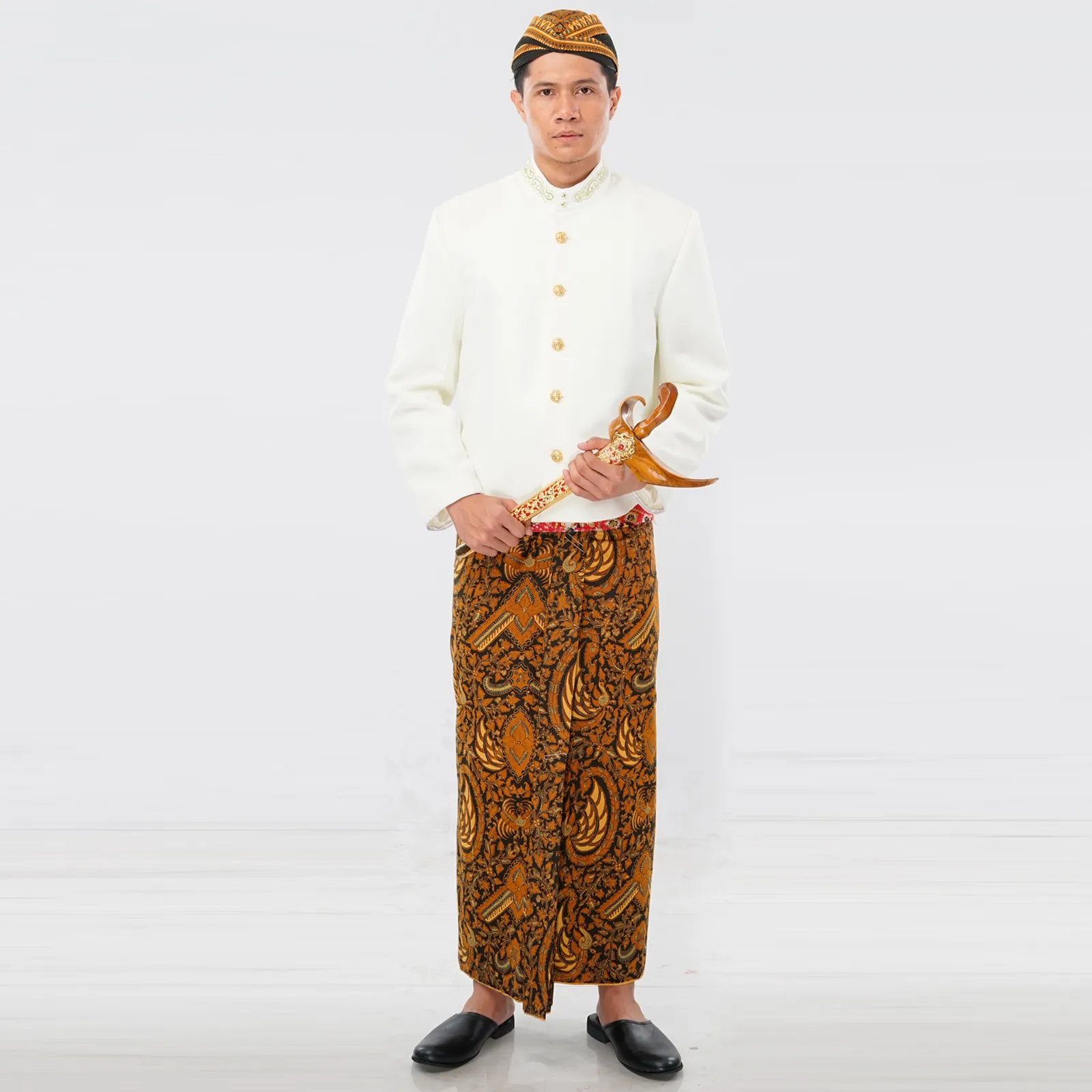 (ATJ-009) Beskap Cream Bordir Lama Atela