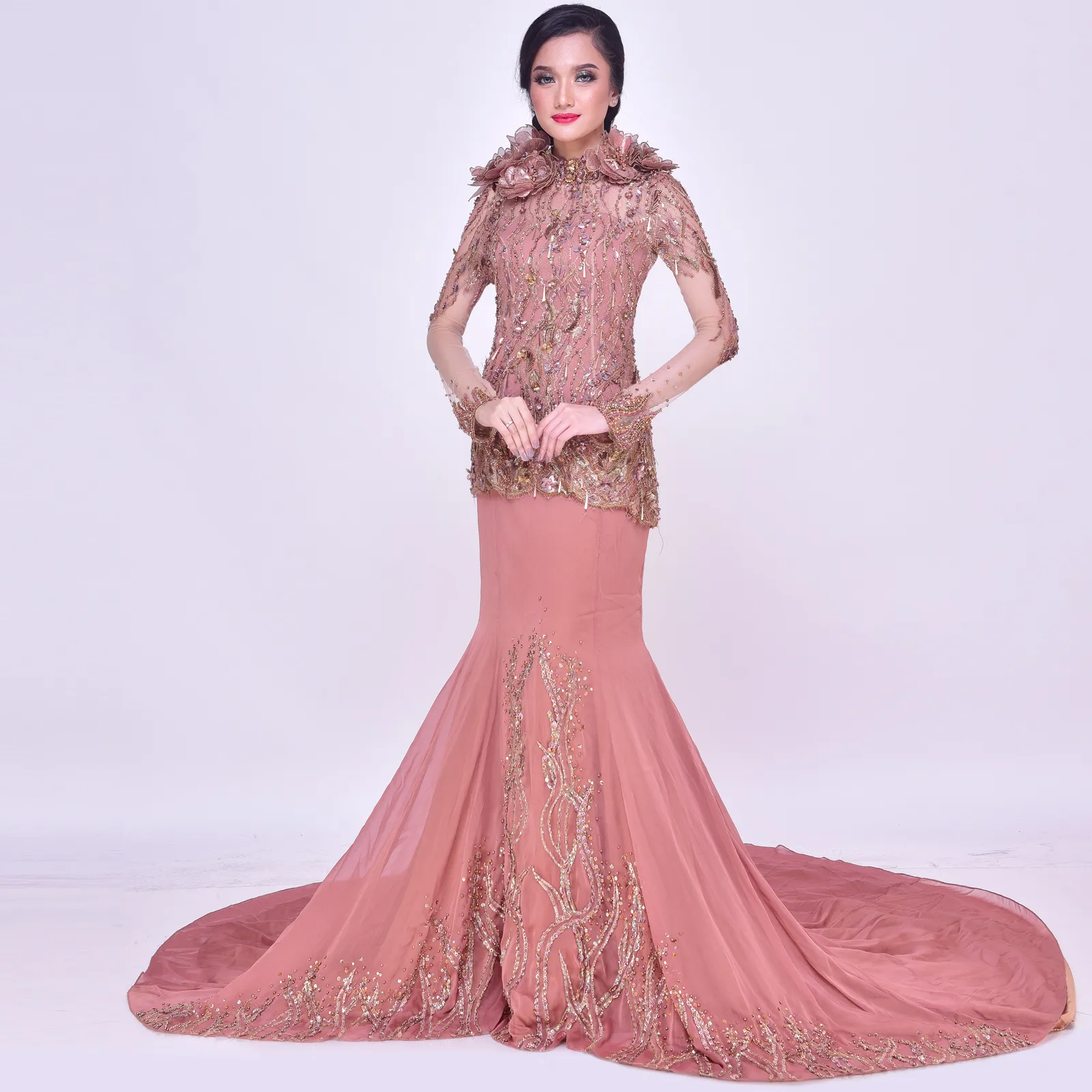 (KE-098) Kebaya Pengantin Coklat tembaga Paris