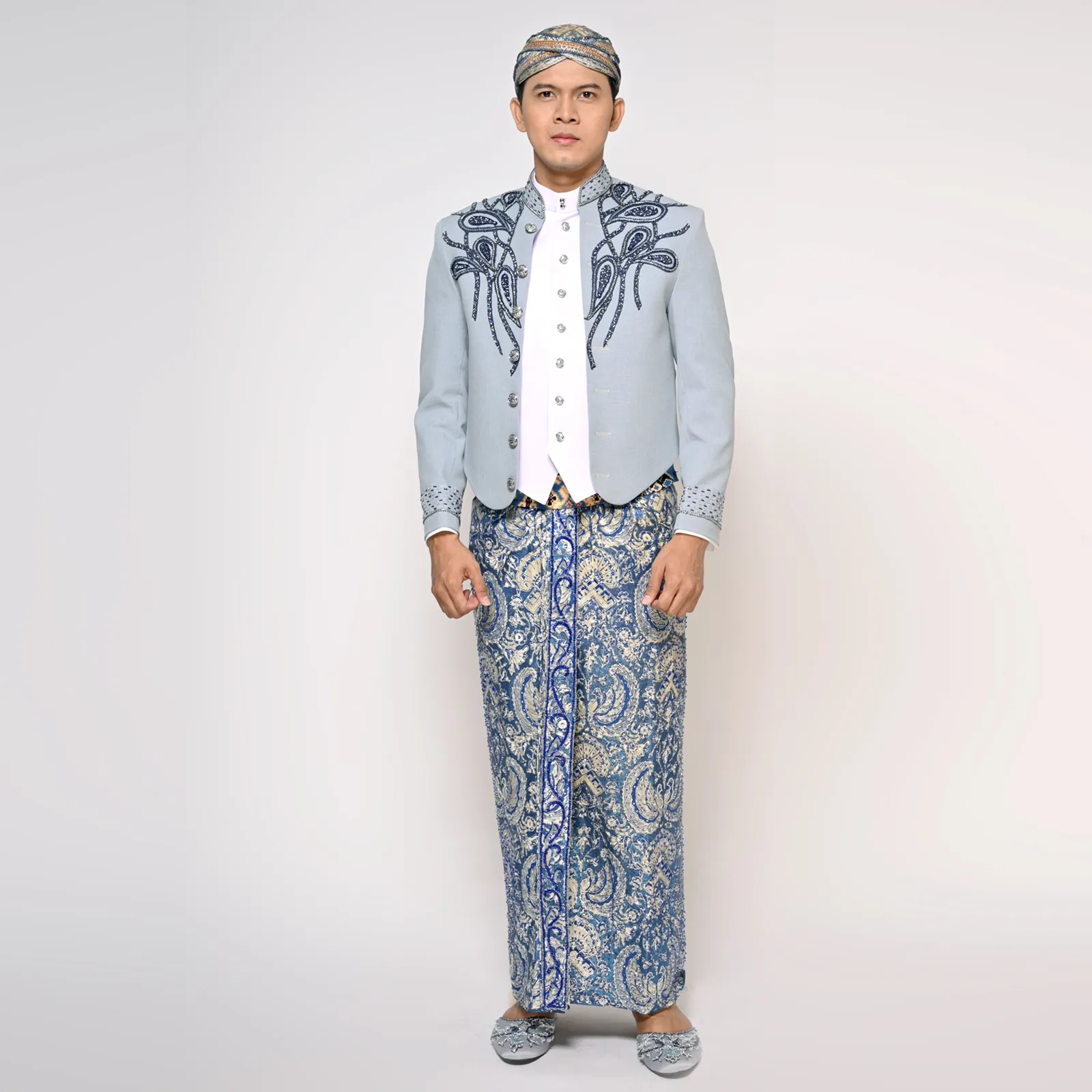 (BJ-172) Beskap Pengantin Abu Biru Febriana I