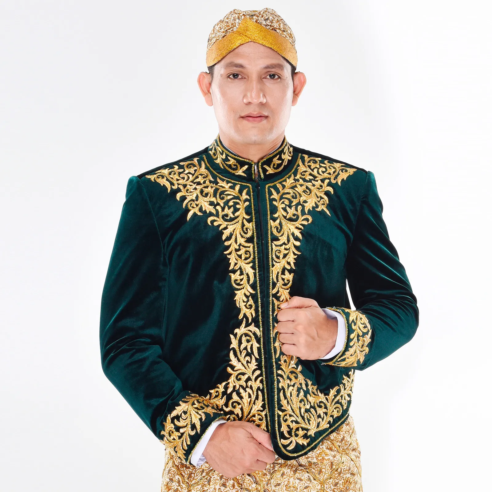 (BJ-016) Beskap Pengantin Bludru Hijau Adelita