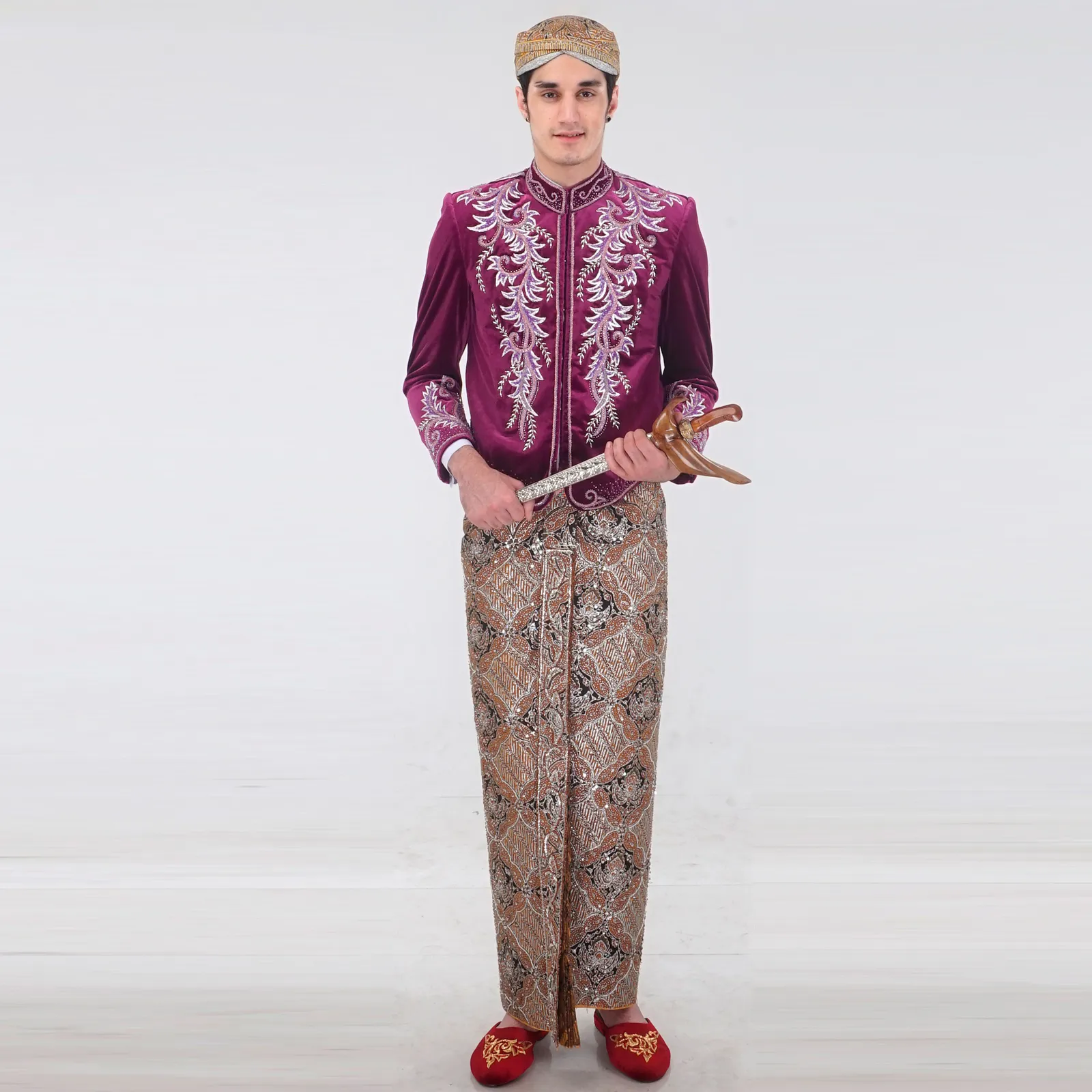 (BJ-039) Beskap Pengantin Bludru Ungu Aldila