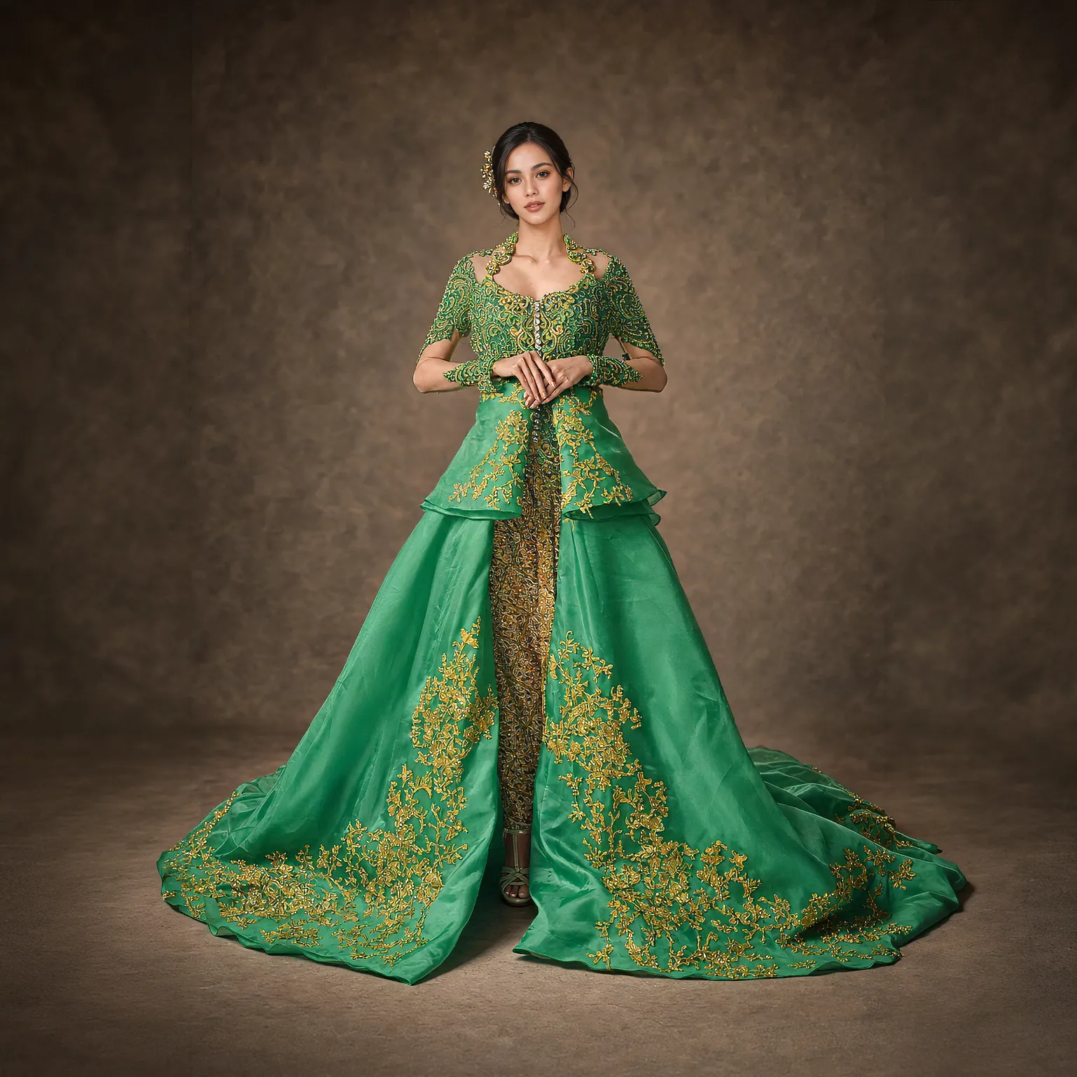 (KESS-039) Kebaya Pengantin Hijau Terang Paris