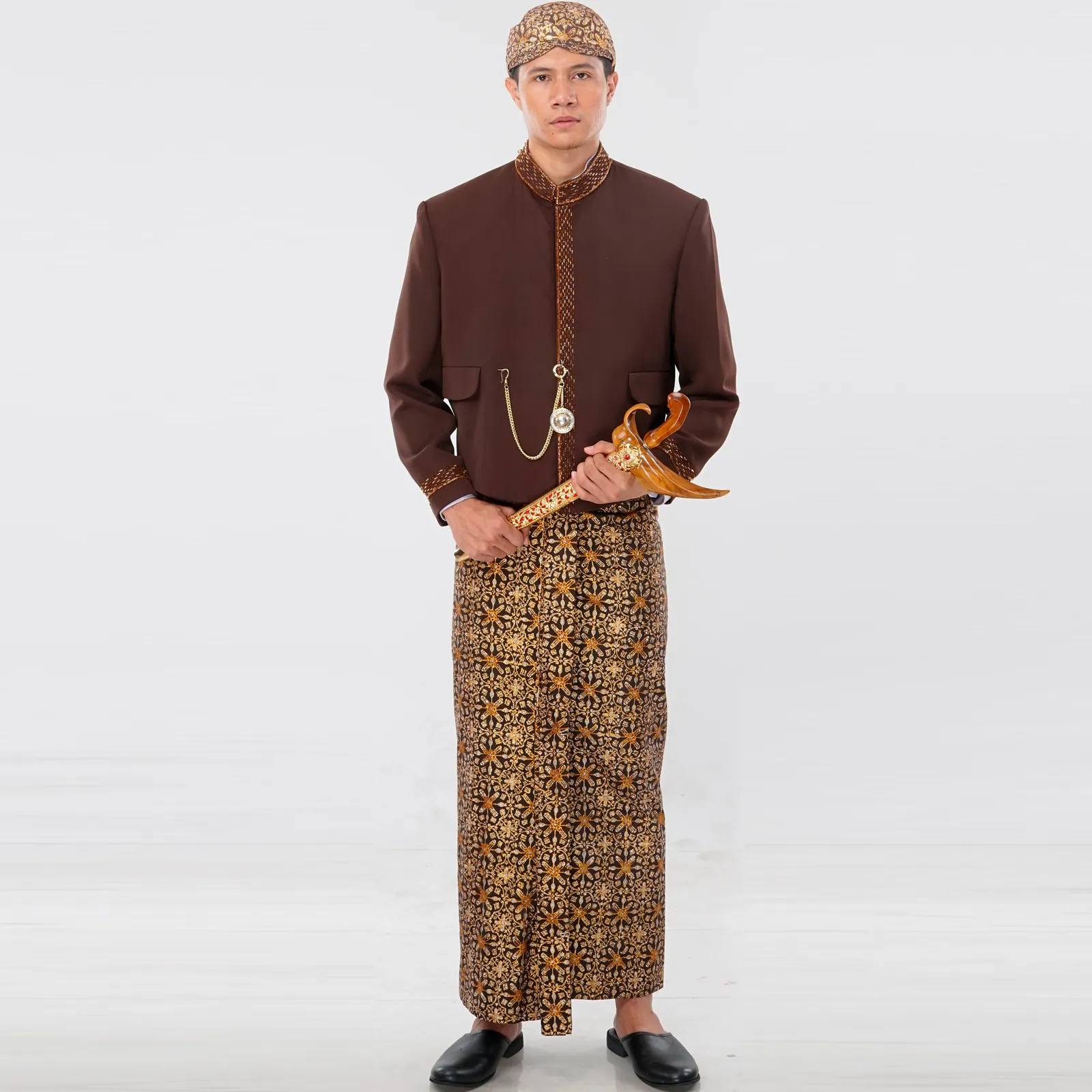 (OTJ-014) Beskap Coklat Tua Payet Lurus