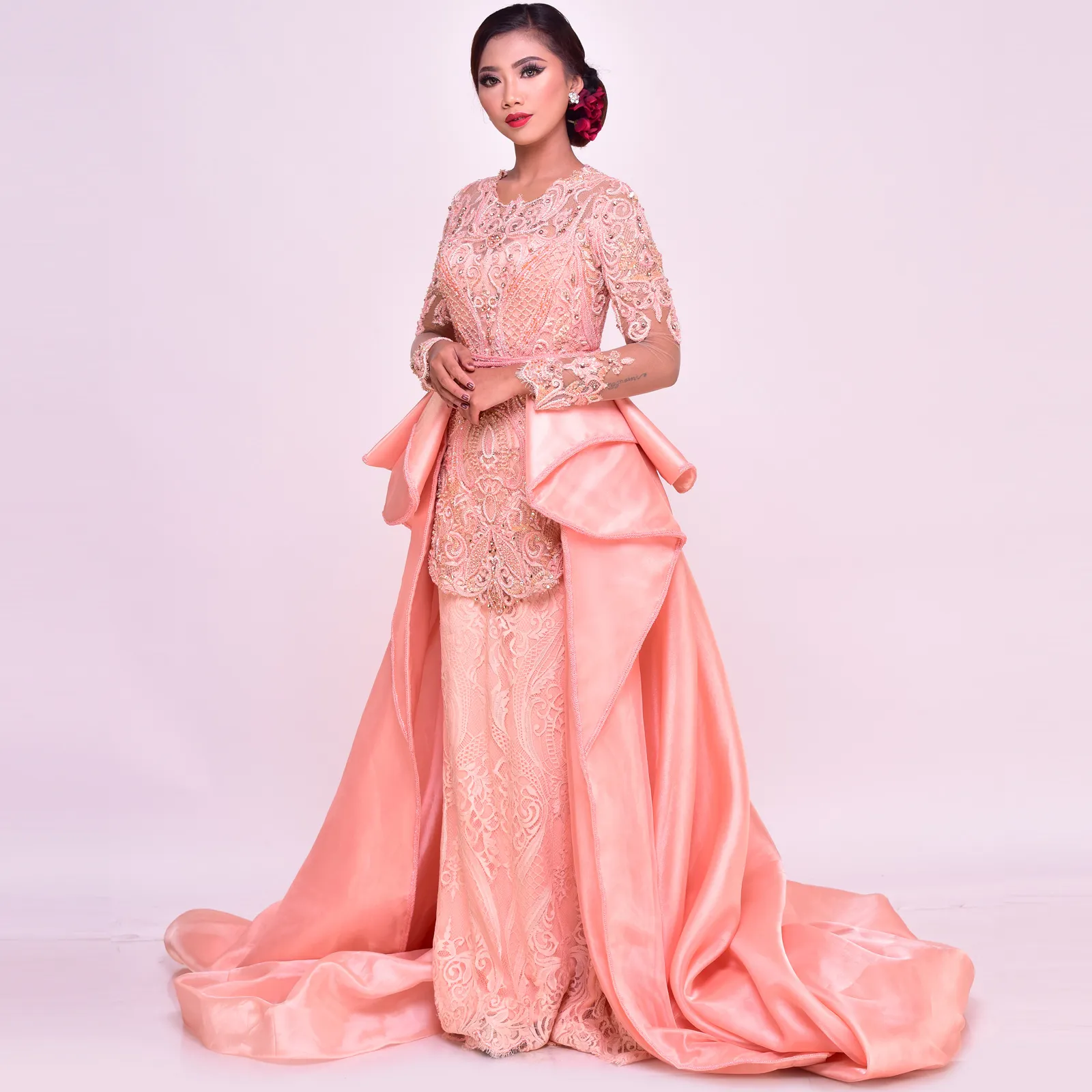 (KE-107) Kebaya Pengantin Orange Peach Paris