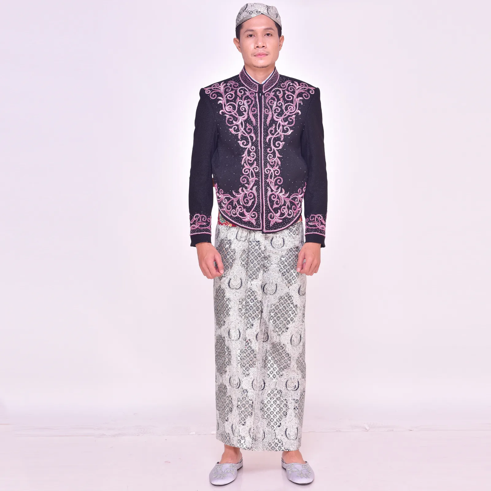 (BJ-139) Beskap Pengantin Hitam Pink Tika