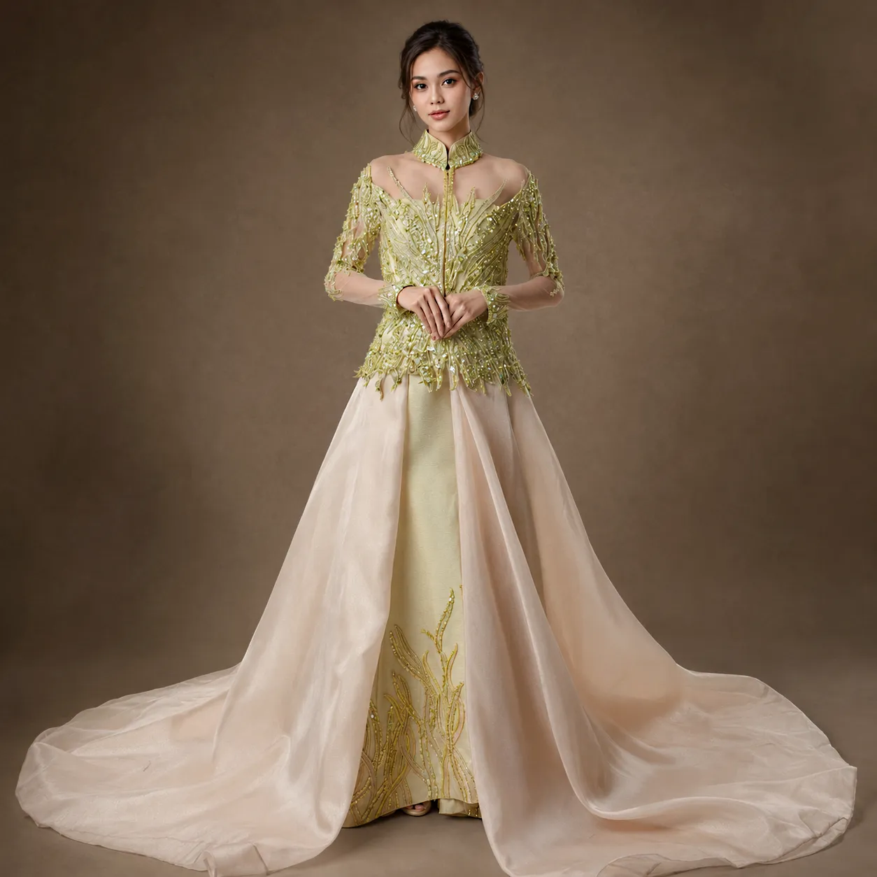 (KESS-038) Kebaya Pengantin Hijau Mint Paris