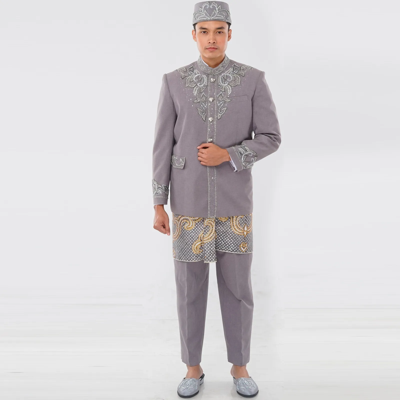 (BOS-002) Beskap Abu-abu Payet Motif