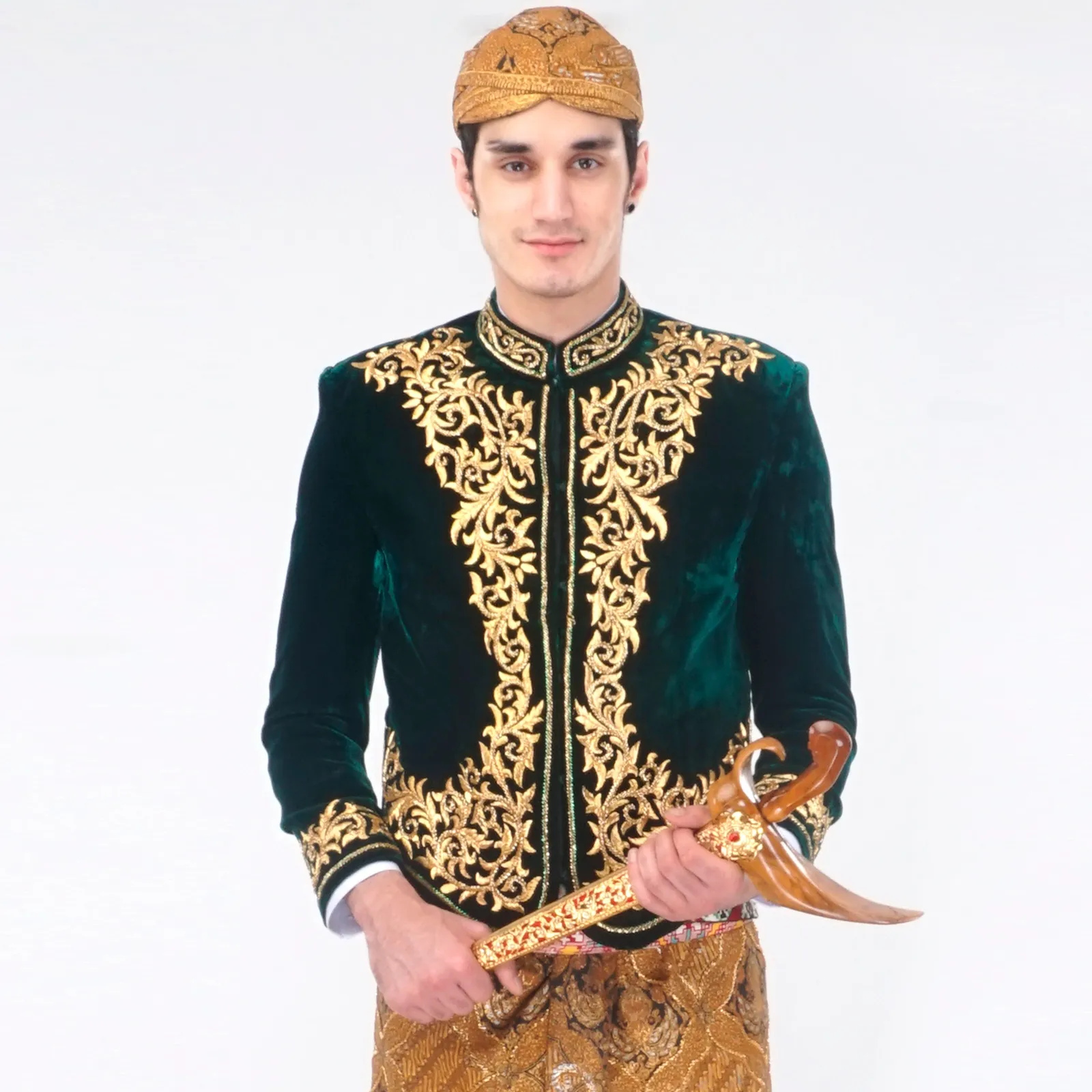 (BJ-017) Beskap Pengantin Bludru Hijau Intania