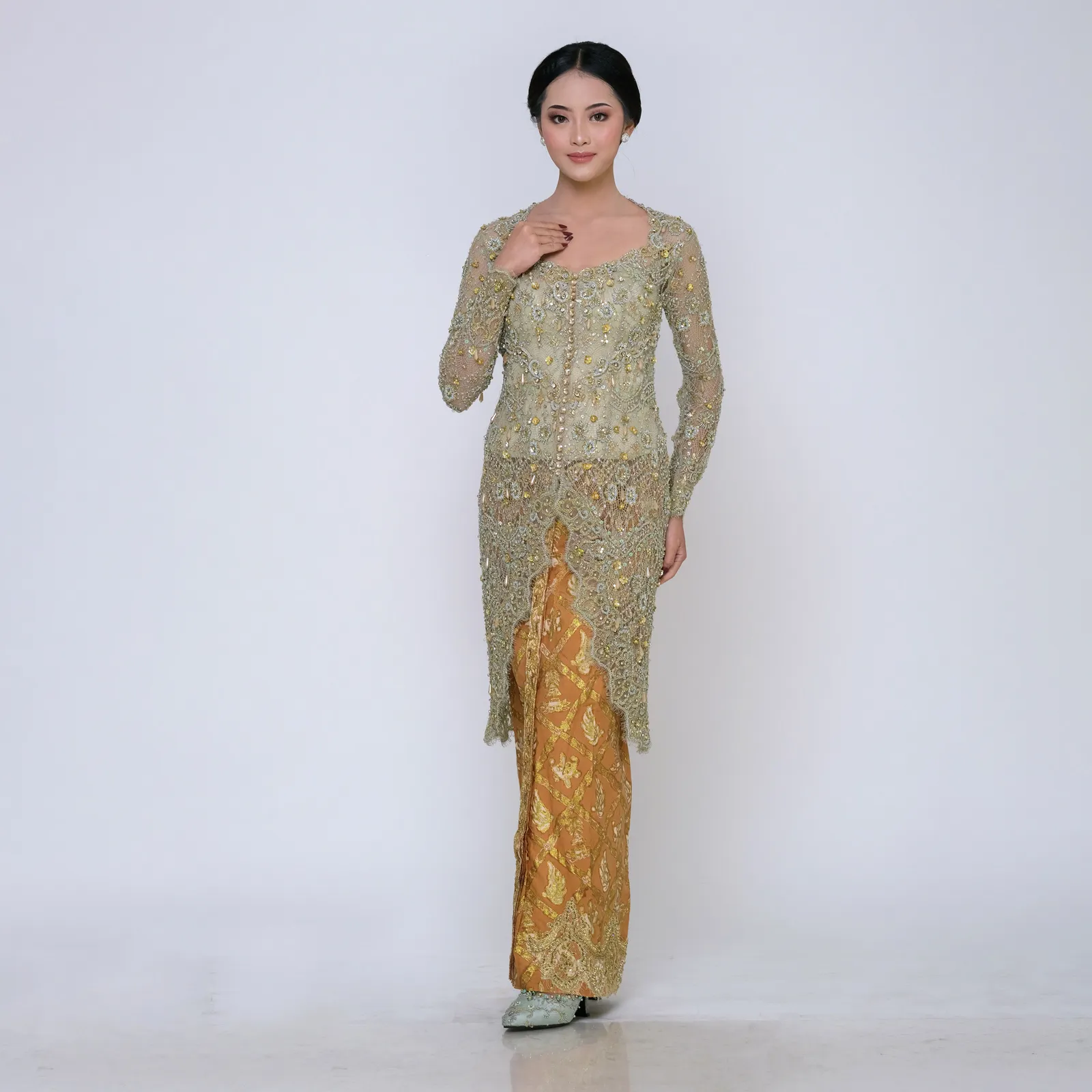 (KE-134) Kebaya Pengantin Hijau Akad Sarah