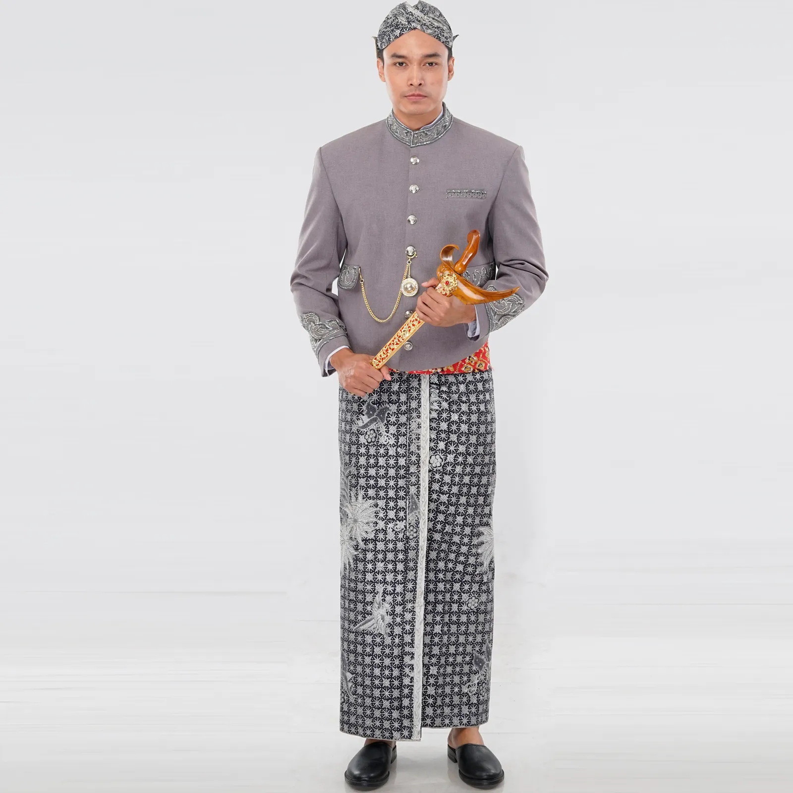 (OTJ-003) Beskap Abu-Abu Payet Motif Atela