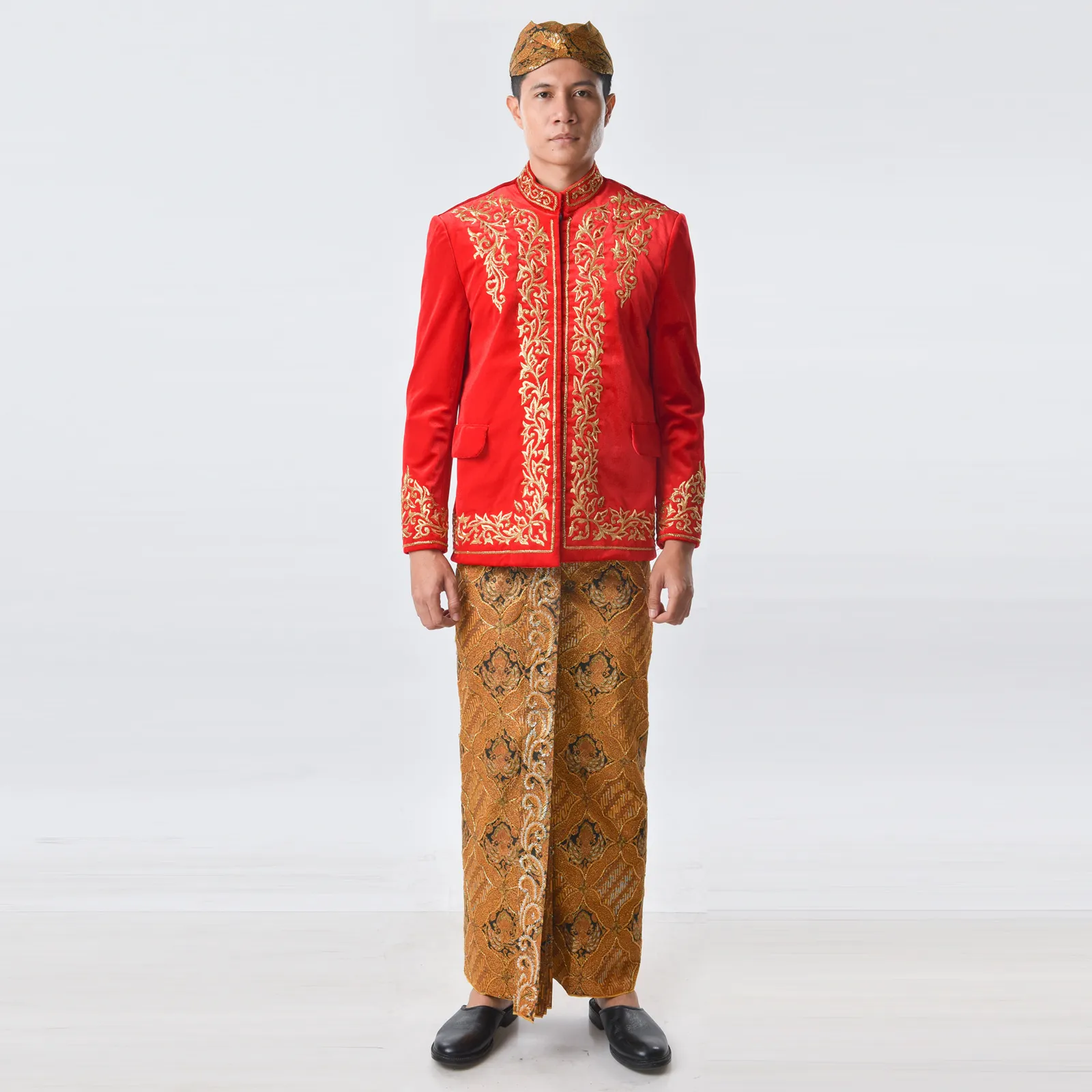 (BS-021) Beskap Pengantin Bludru Merah Data Karuni