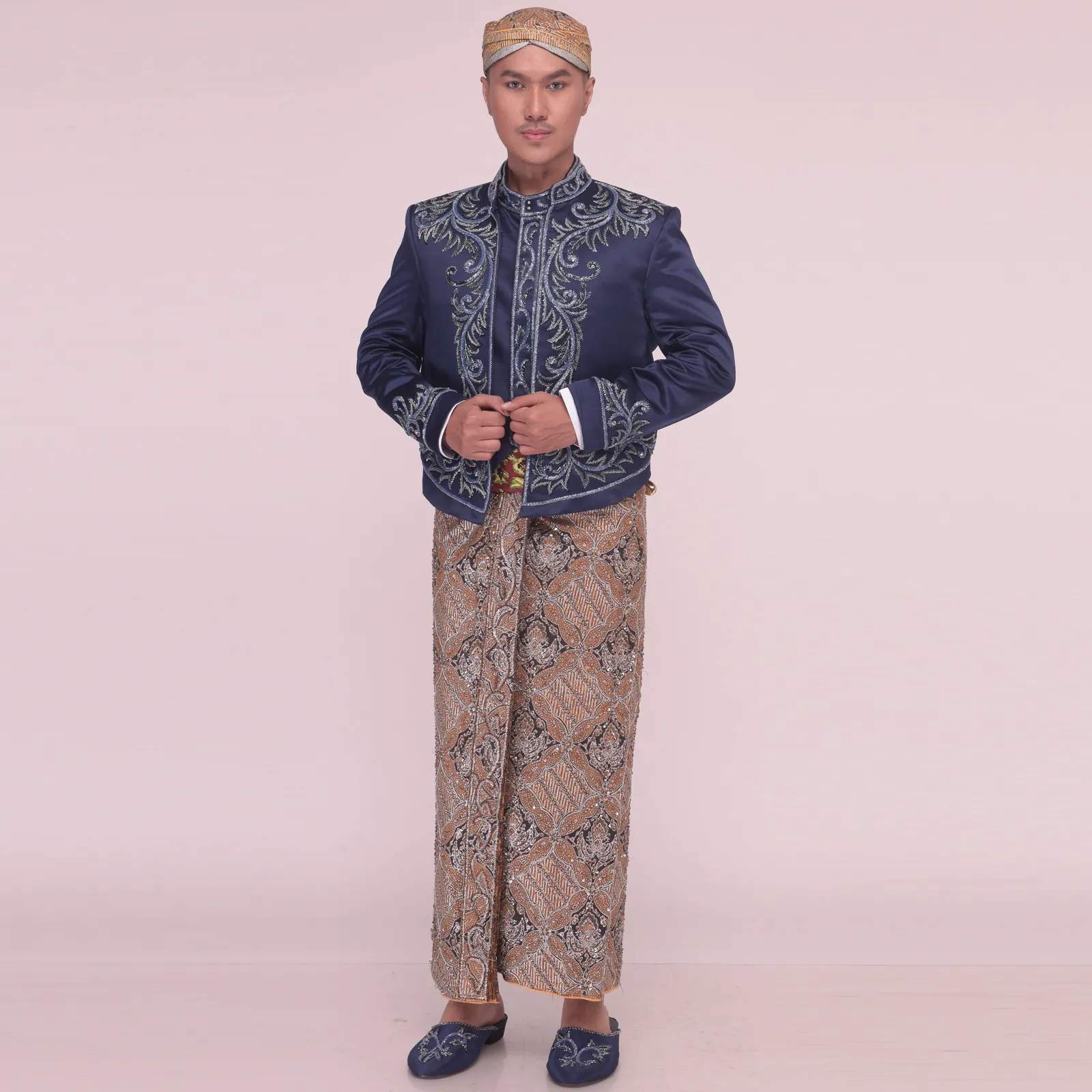 (BJ-154) Beskap Pengantin Biru Navy Stock + Rompi