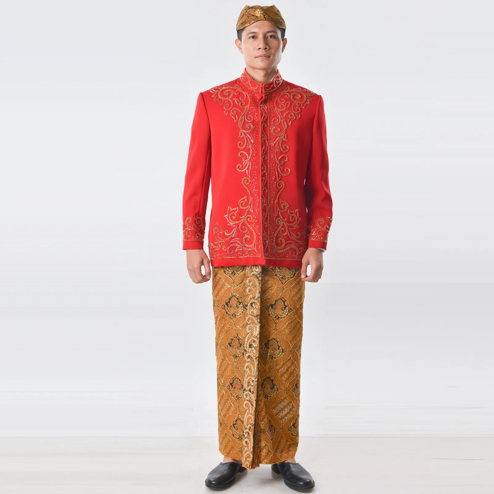 (BS-079) Beskap Pengantin Merah Gold Agusta