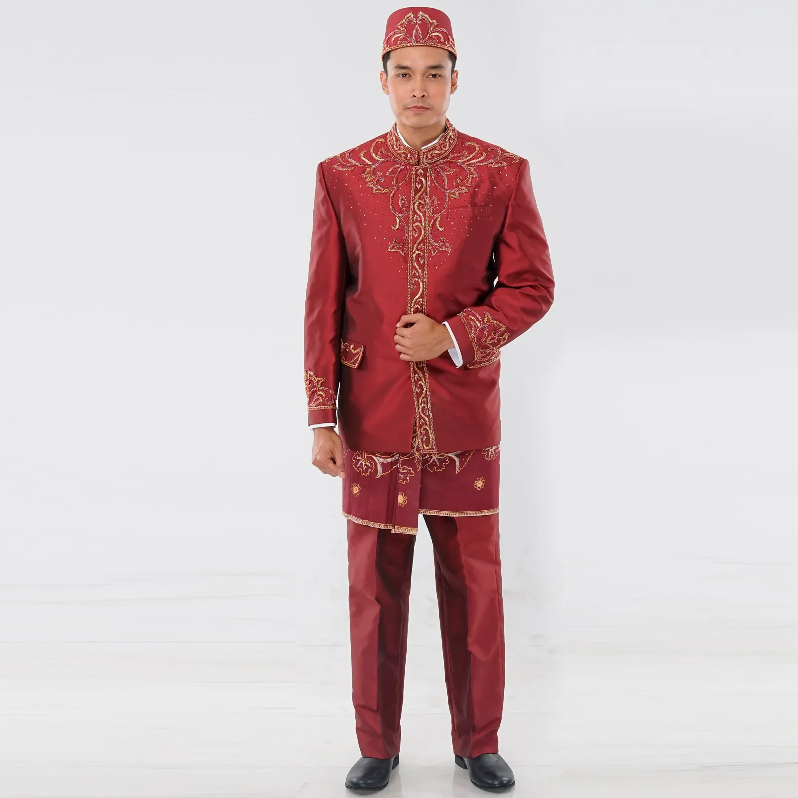 (BOS-033) Beskap Merah Marun Payet Motif