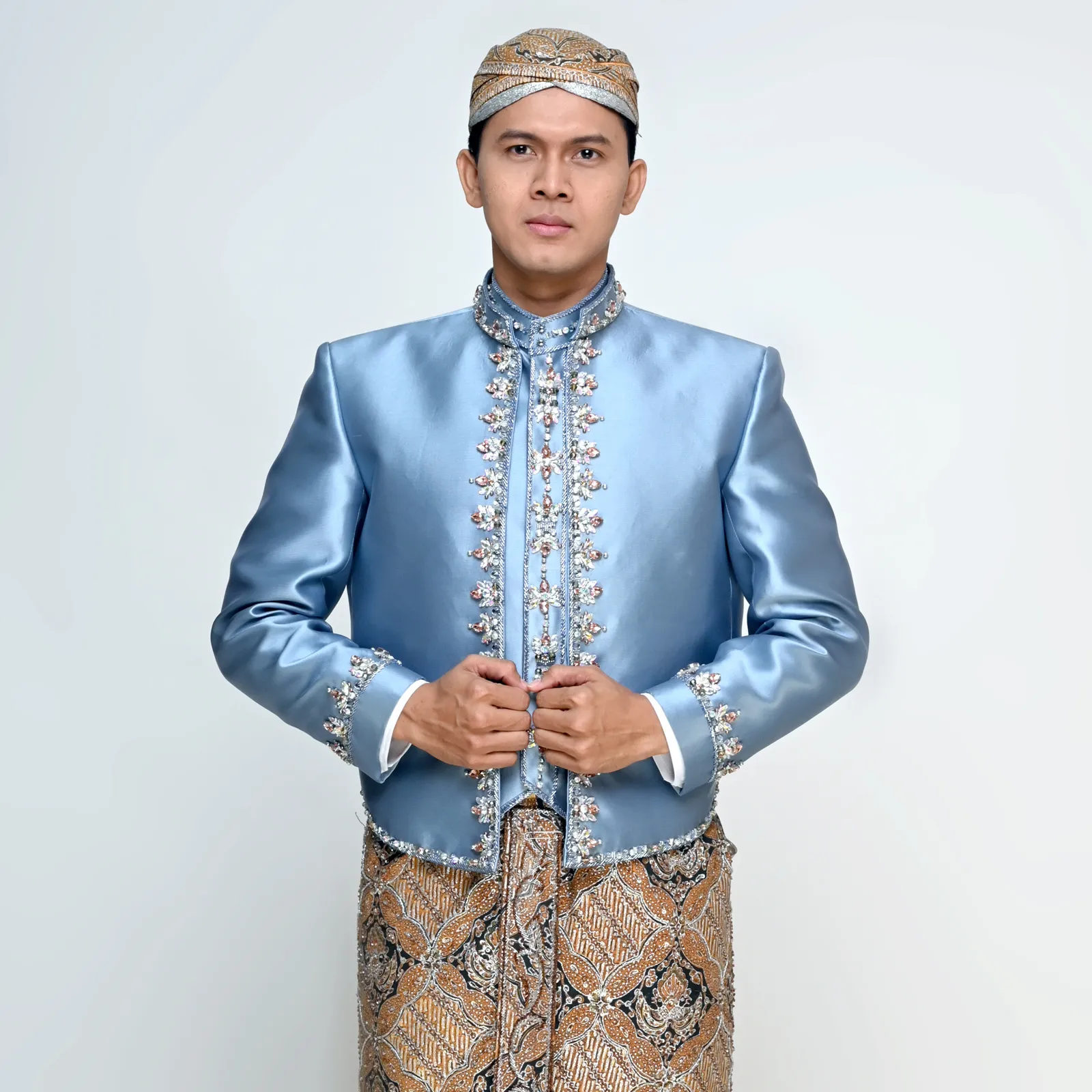 (BJ-177) Beskap Pengantin Blue Denim