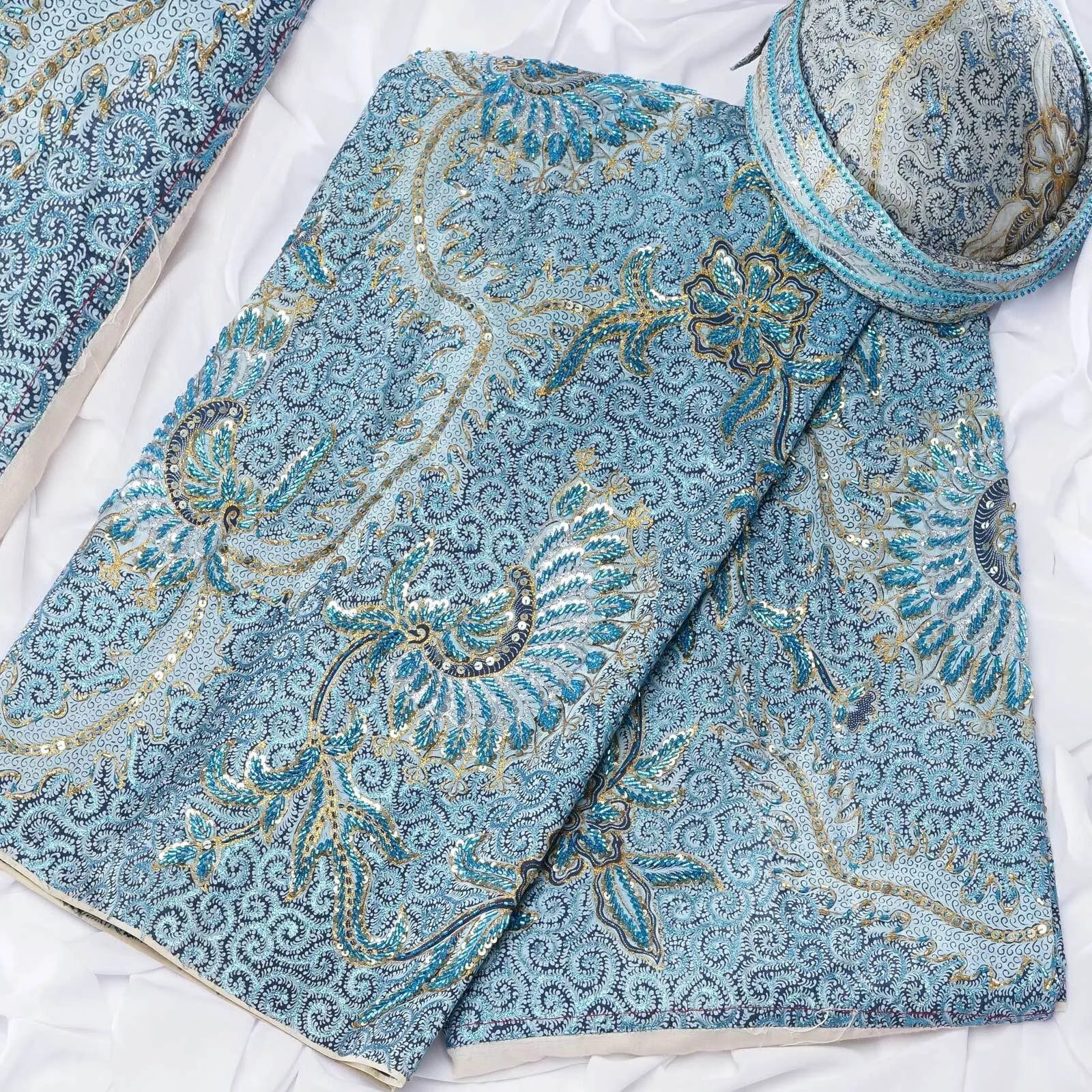 (KAM-026) Kain Pengantin Sunda/Solo Fikti Biru