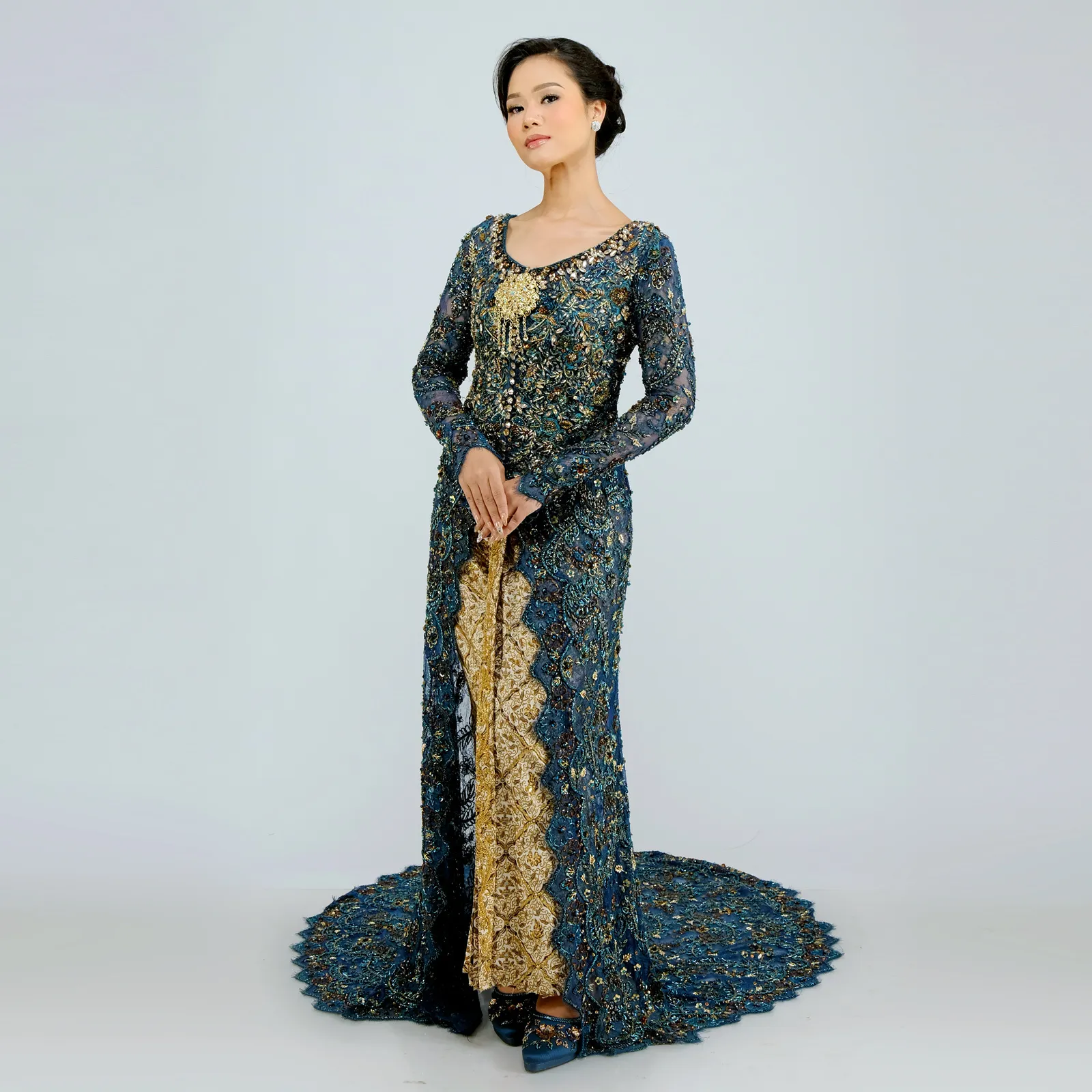 (KE-162) Kebaya Pengantin Teal Blue