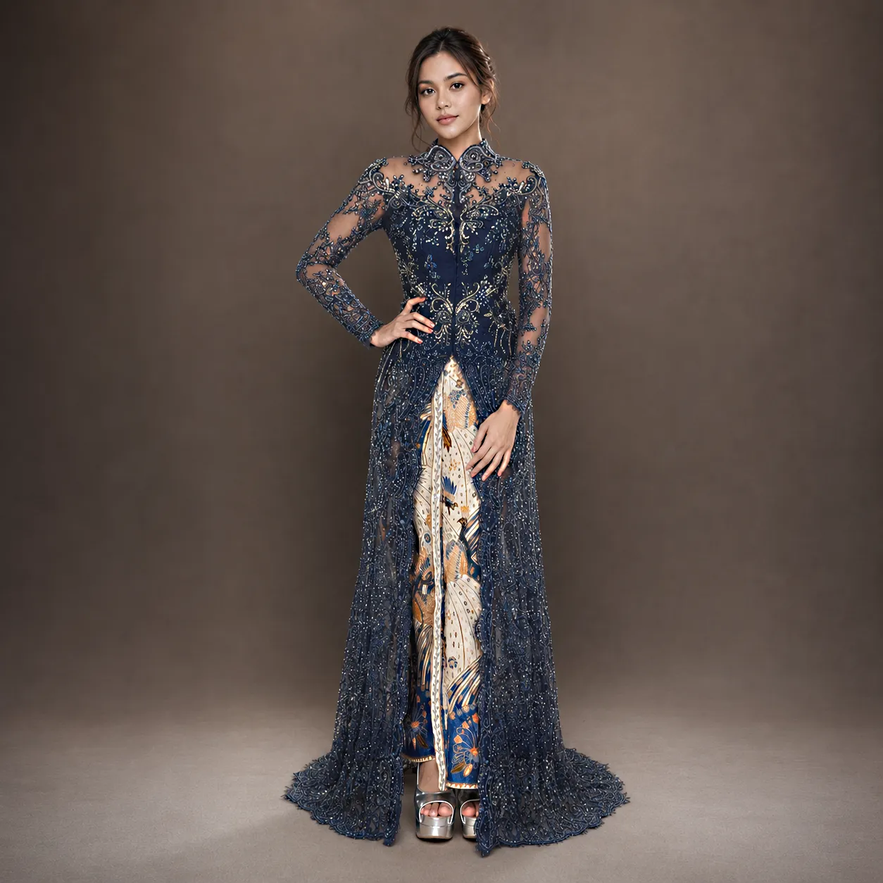 (KESS-034) Kebaya Pengantin Biru Navy Shinta
