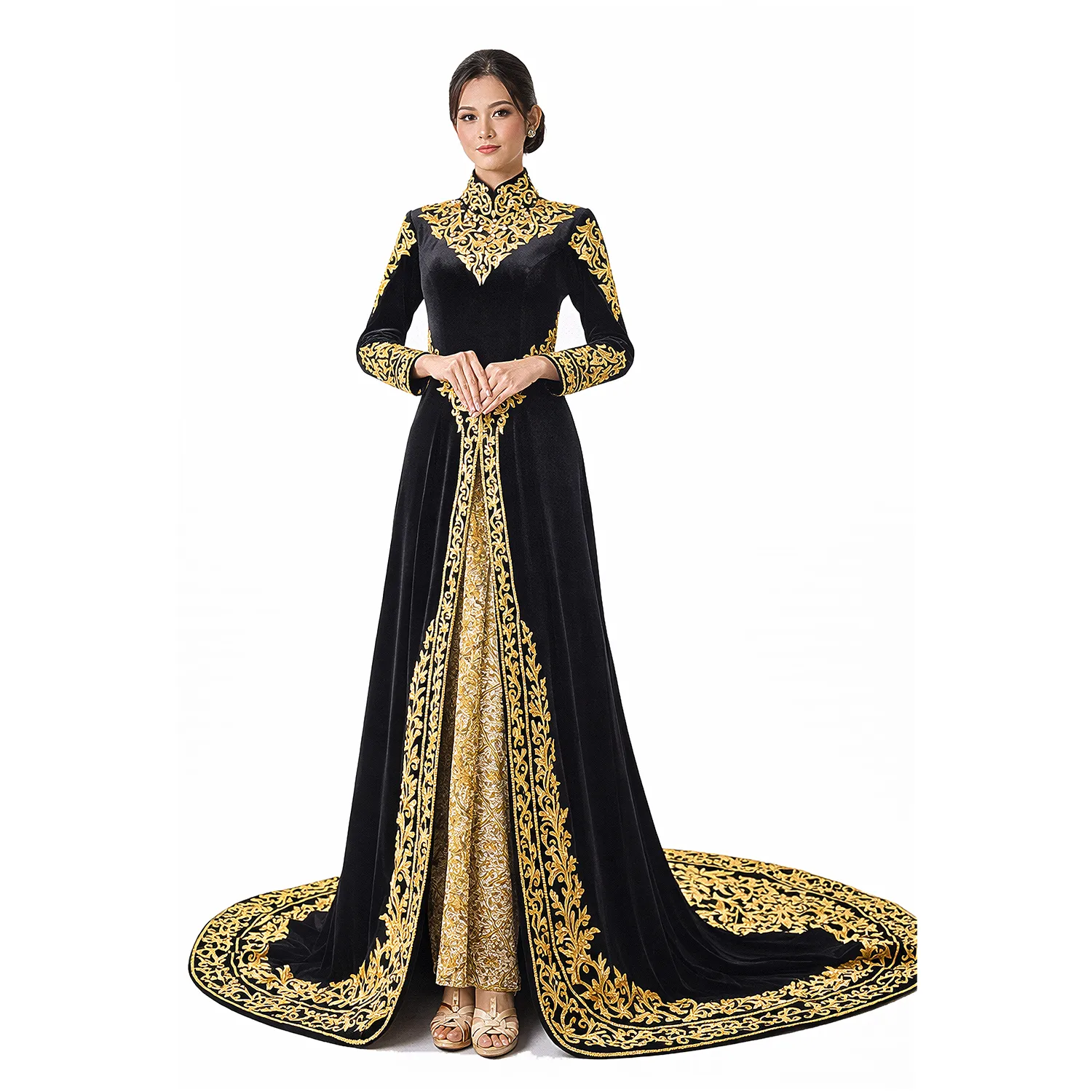 (KE-020) Kebaya Pengantin Bludru Hitam Puspita