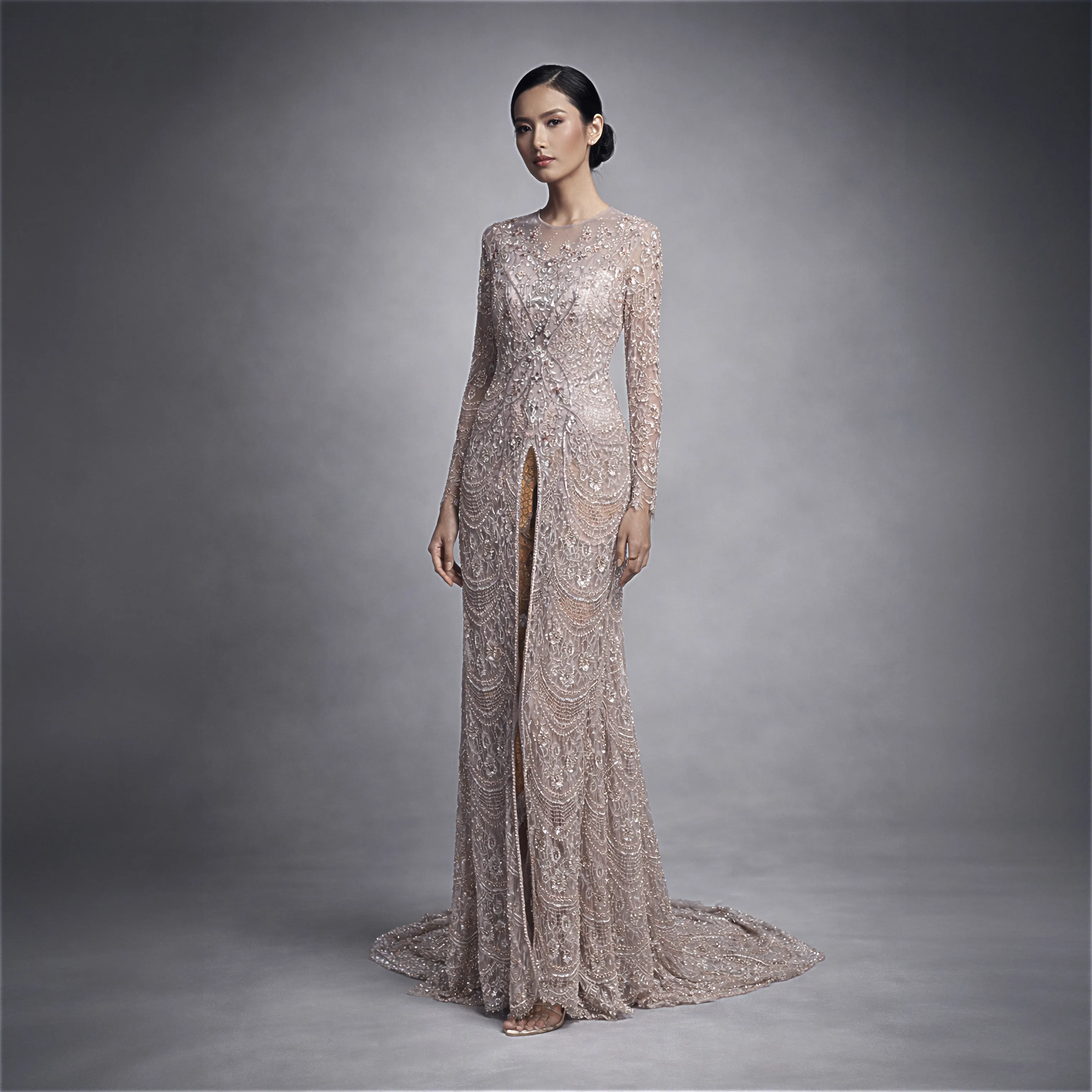 (KM-CO004) Kebaya Pengantin Coklat Khaki Mafaza