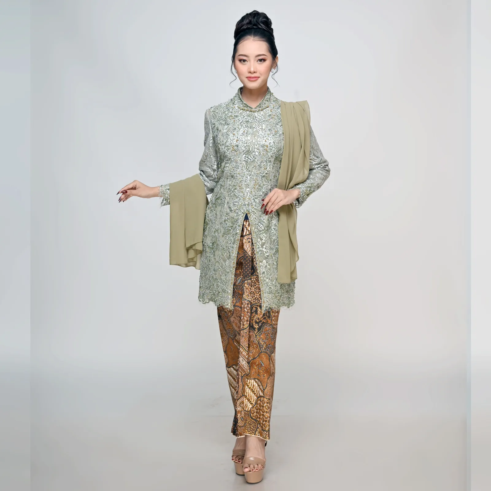 (KI-002) Kebaya Brukat Sage Green