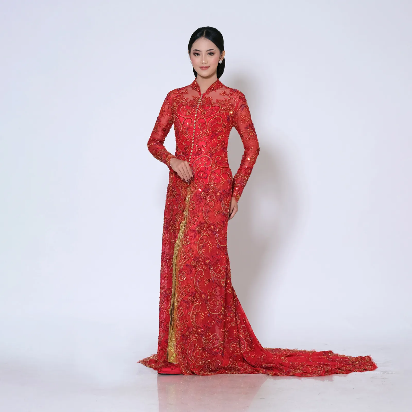 (KE-137) Kebaya Pengantin Merah Aesha