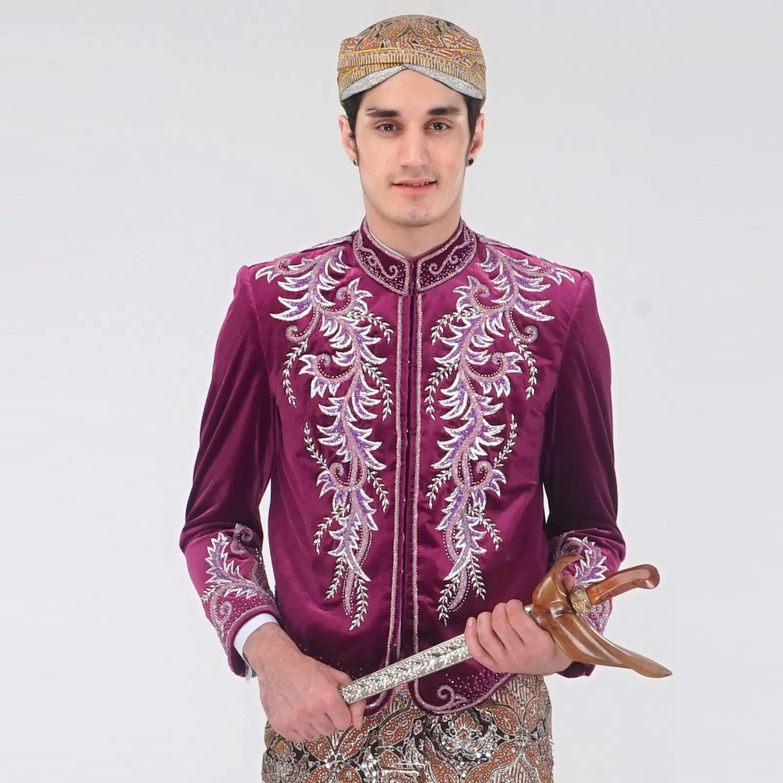 (BJ-039) Beskap Pengantin Bludru Ungu Aldila