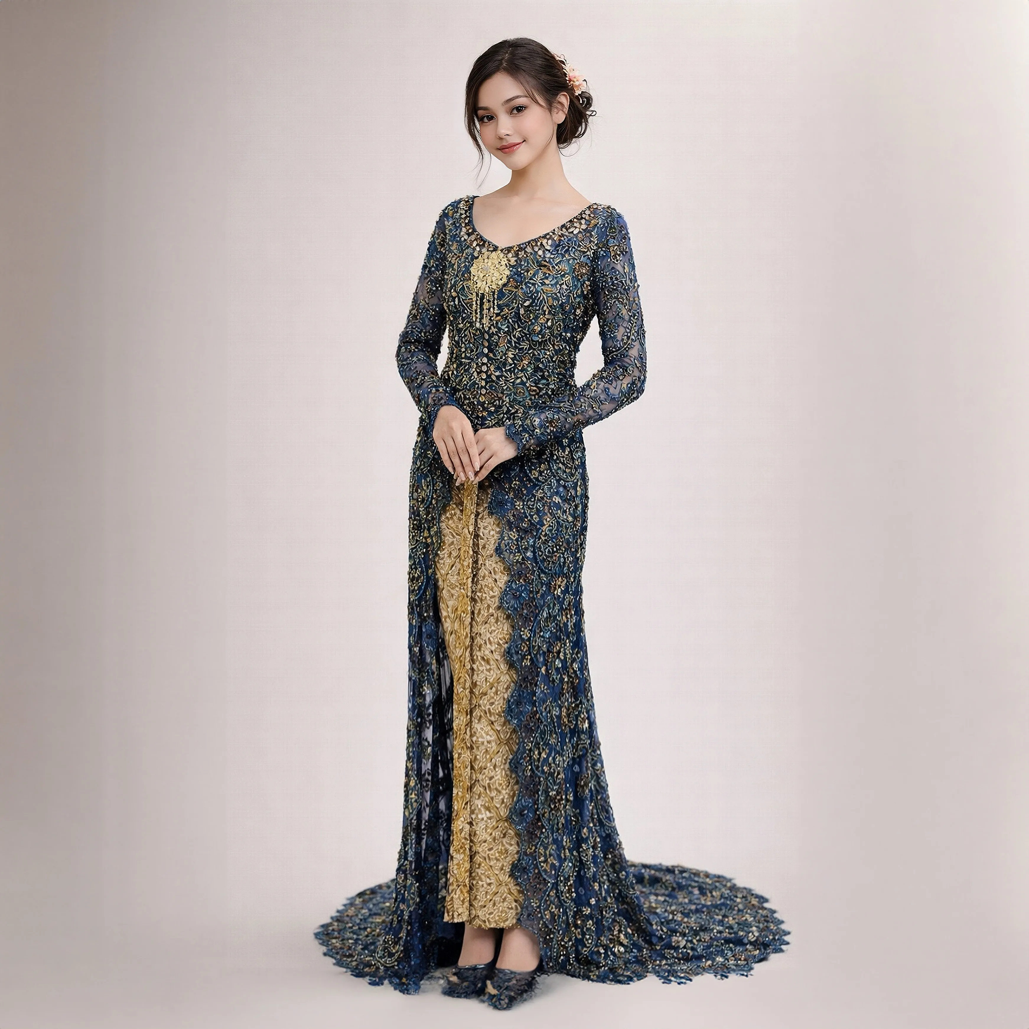 (KE-162) Kebaya Pengantin Teal Blue