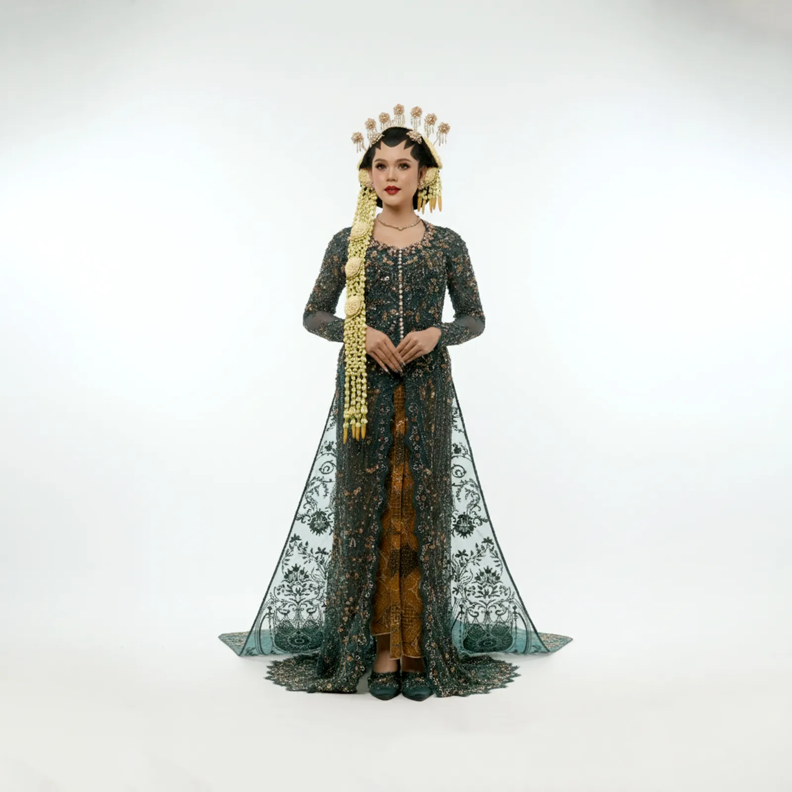 (KE-180) Kebaya Pengantin Teal Blue Adinda