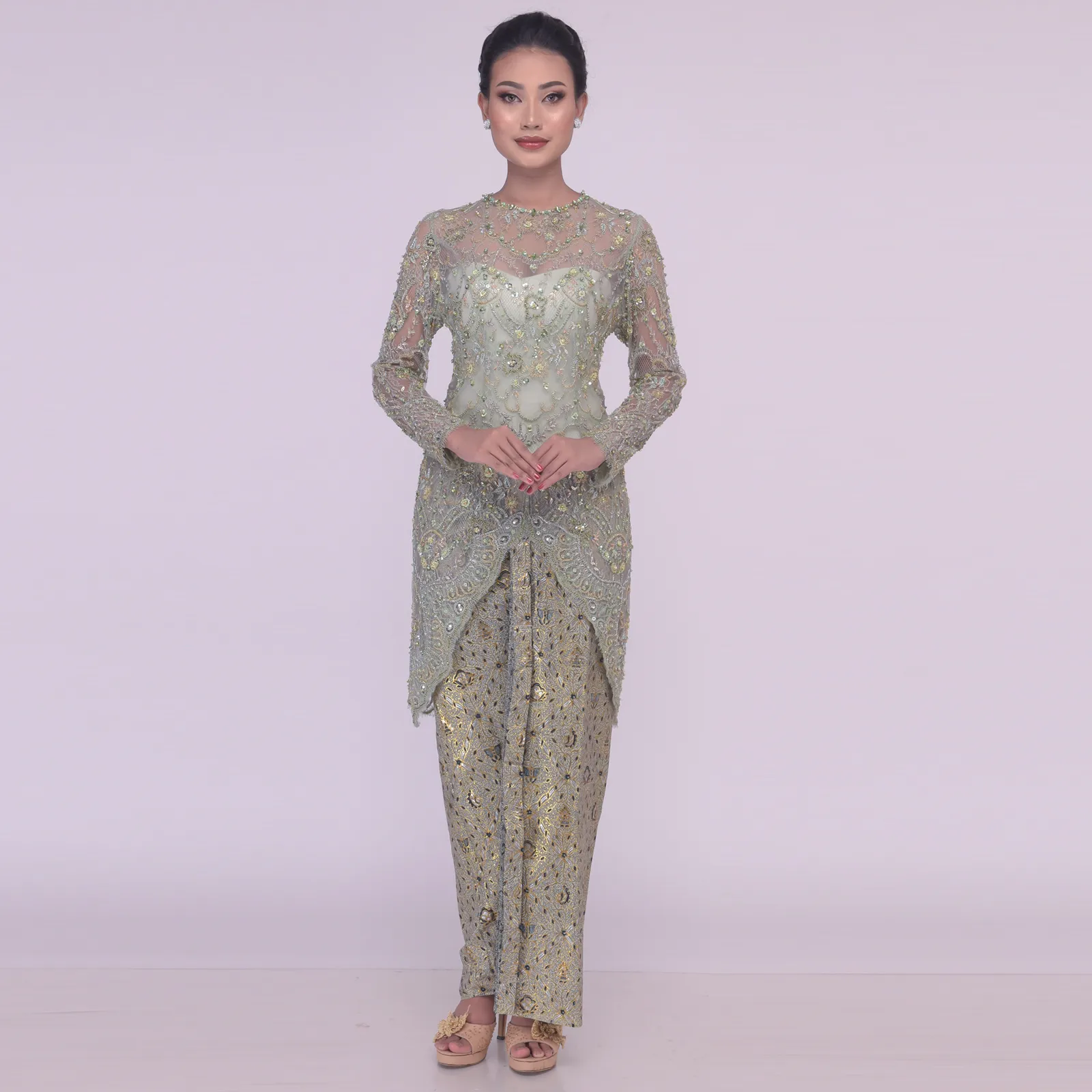 (KE-118) Kebaya Pengantin Hijau Olive Annisa