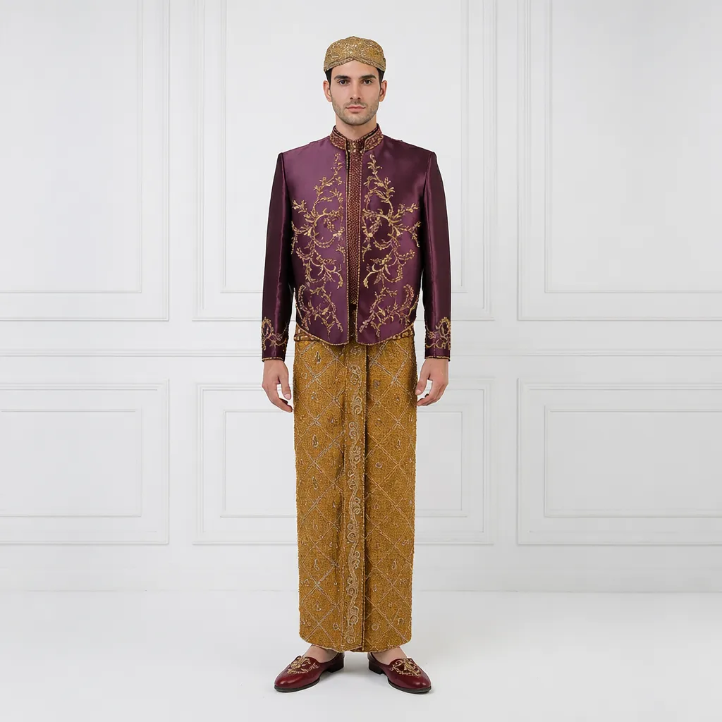 (BJ-203) Beskap Pengantin Burgundy New