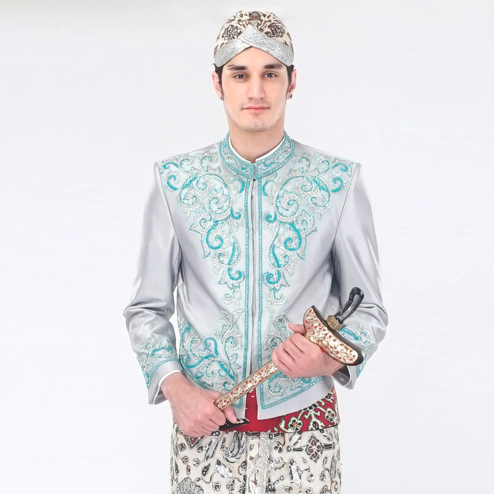 (BJ-003) Beskap Pengantin Abu Mint Rika