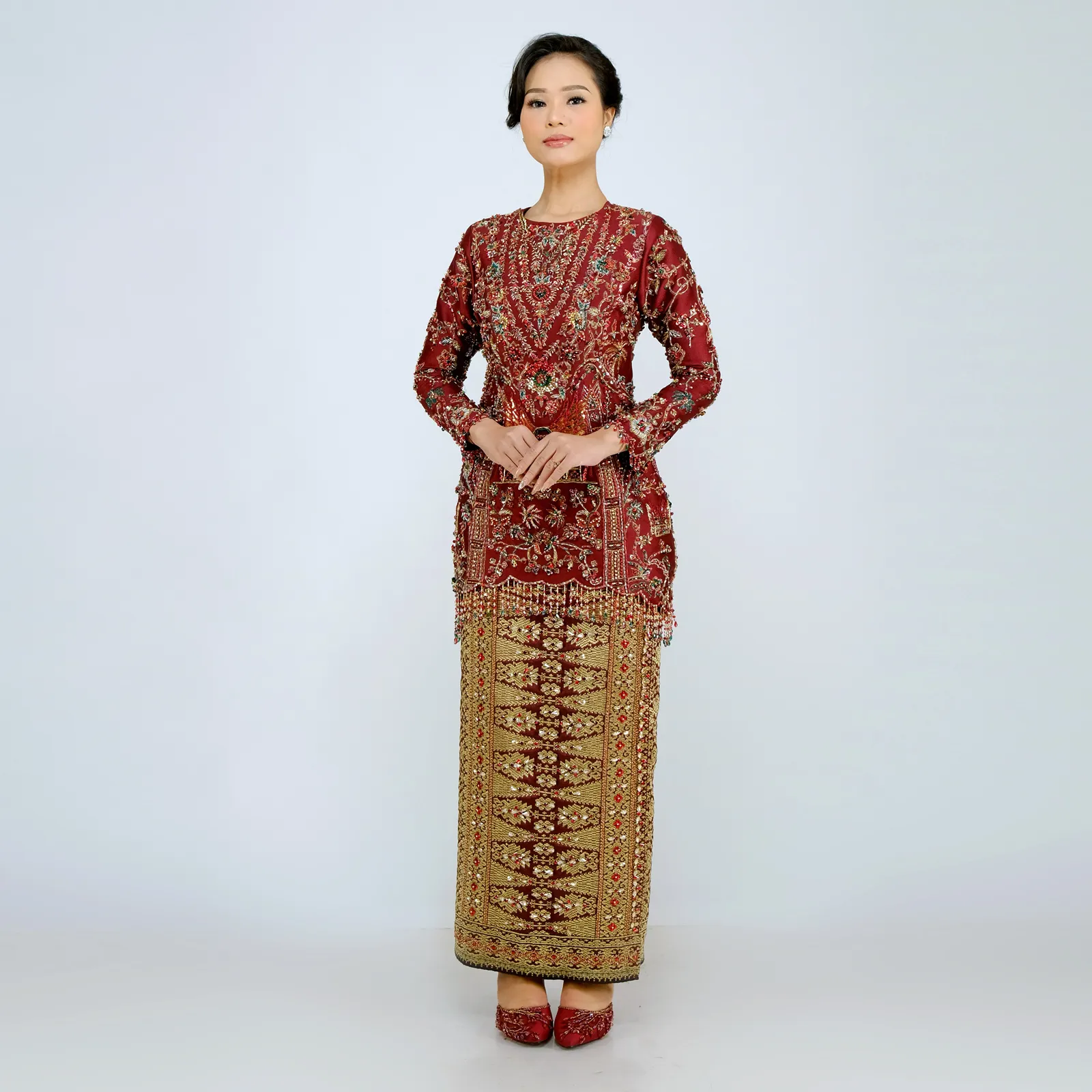 (KE-174) Kebaya Pengantin Kotogadang Marun Baru