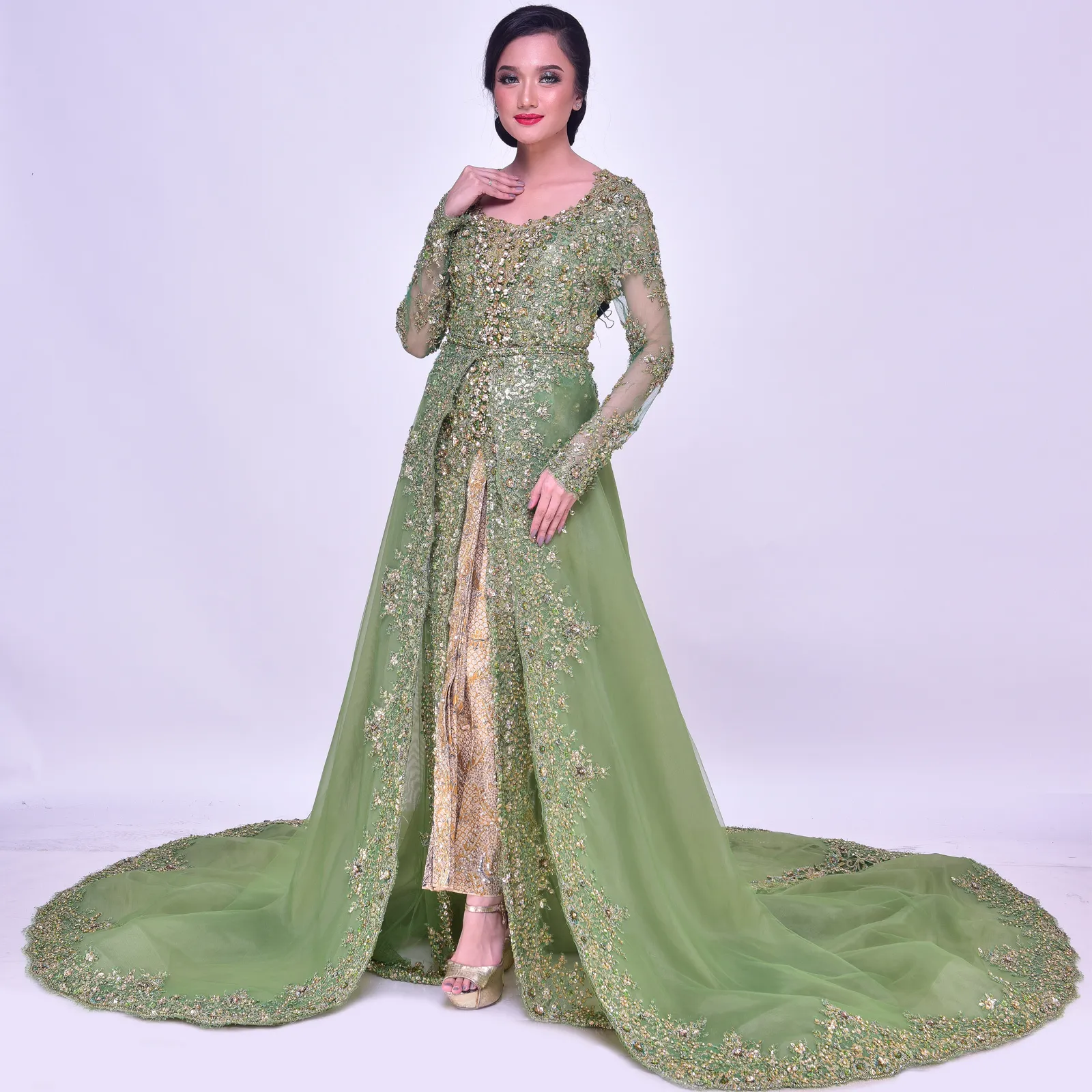 (KE-093) Kebaya Pengantin Hijau Sari Intan