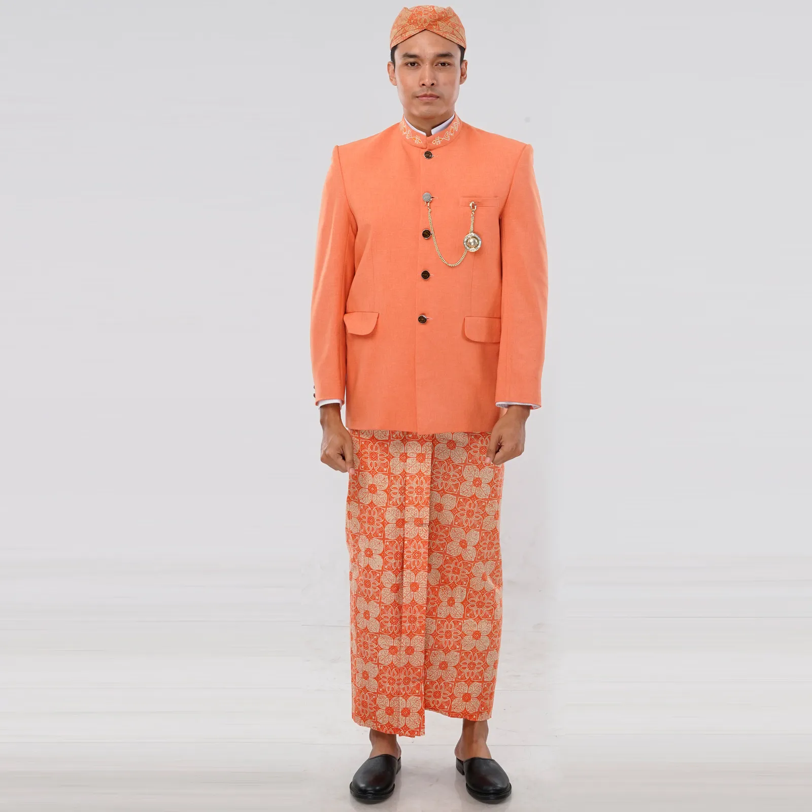 (ATS-023) Beskap Orange Fitri Bordir