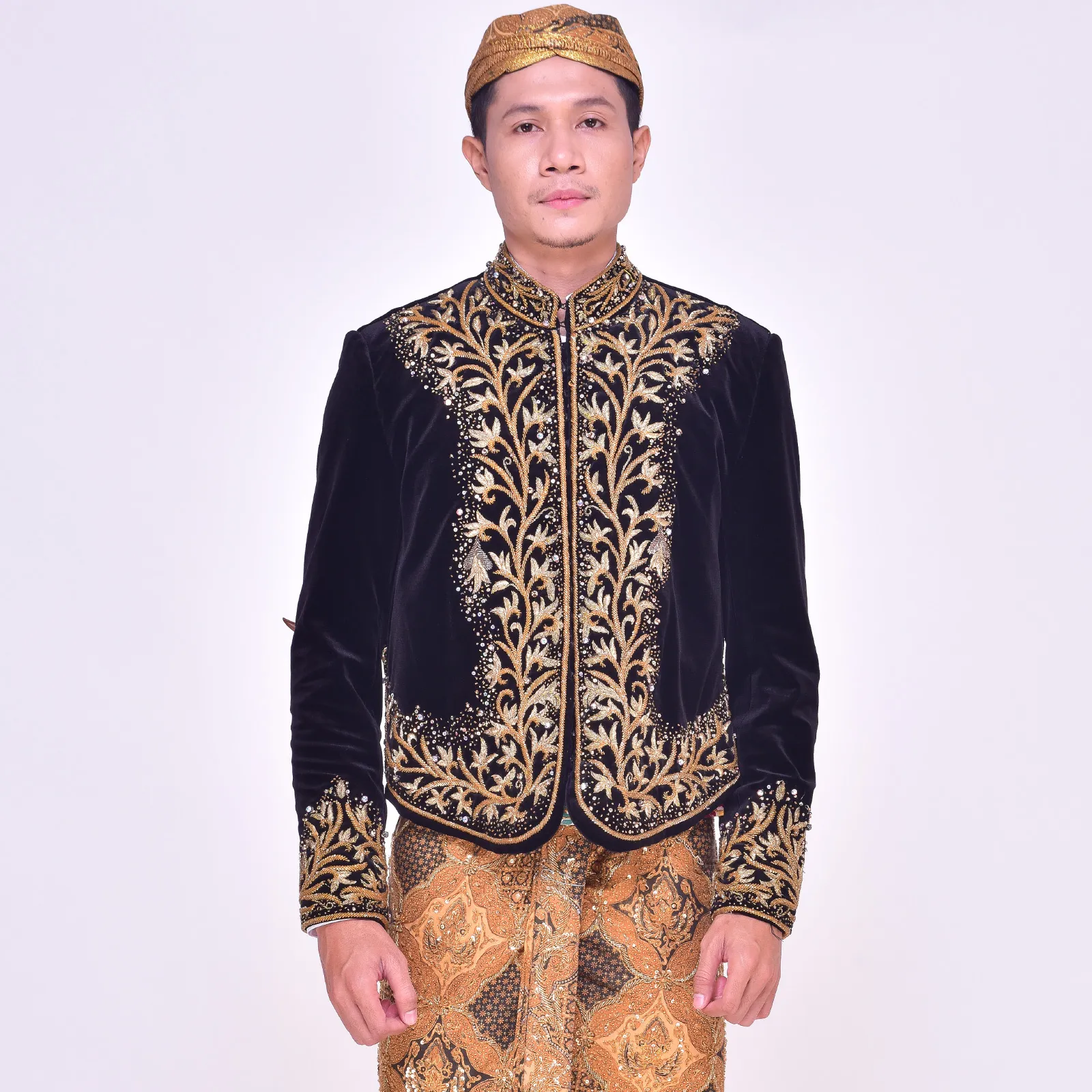 (BJ-110) Beskap Pengantin Bludru Hitam Rangga