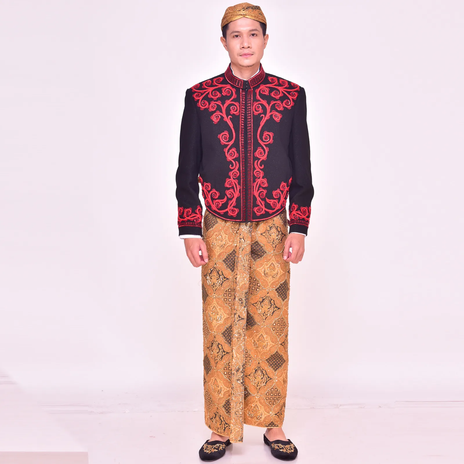 (BJ-130) Beskap Pengantin Hitam Merah Rara