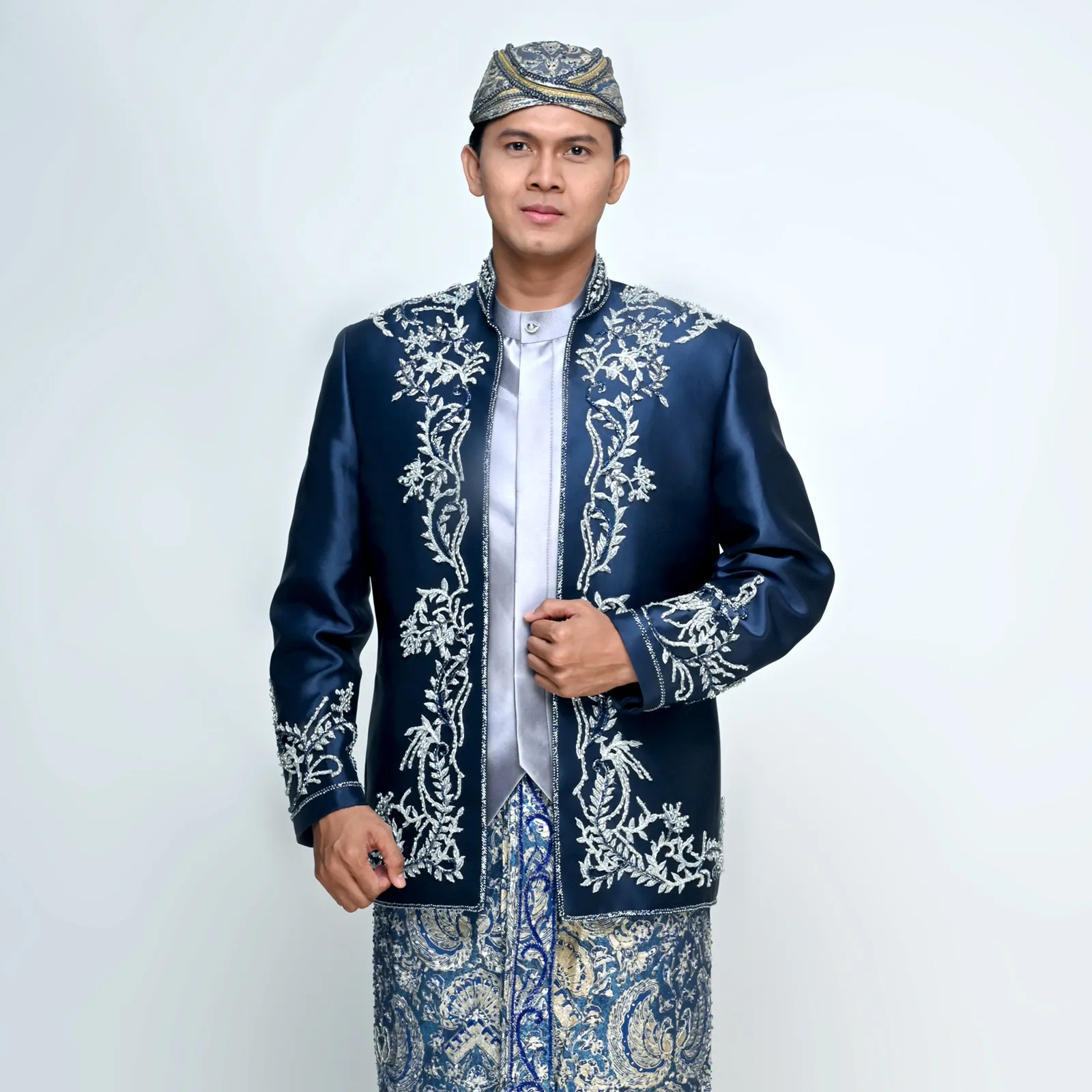 (BS-167) Beskap Pengantin Biru Navy Dicky