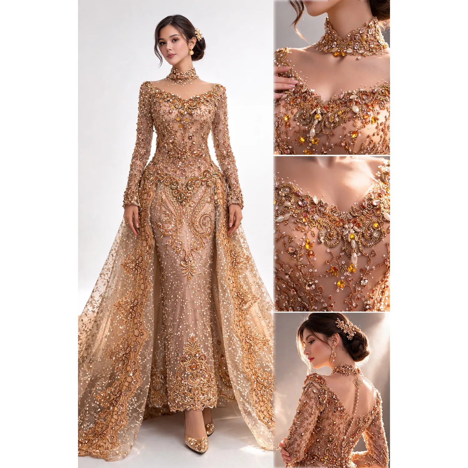 (KE-104) Kebaya Pengantin Gold Dubai