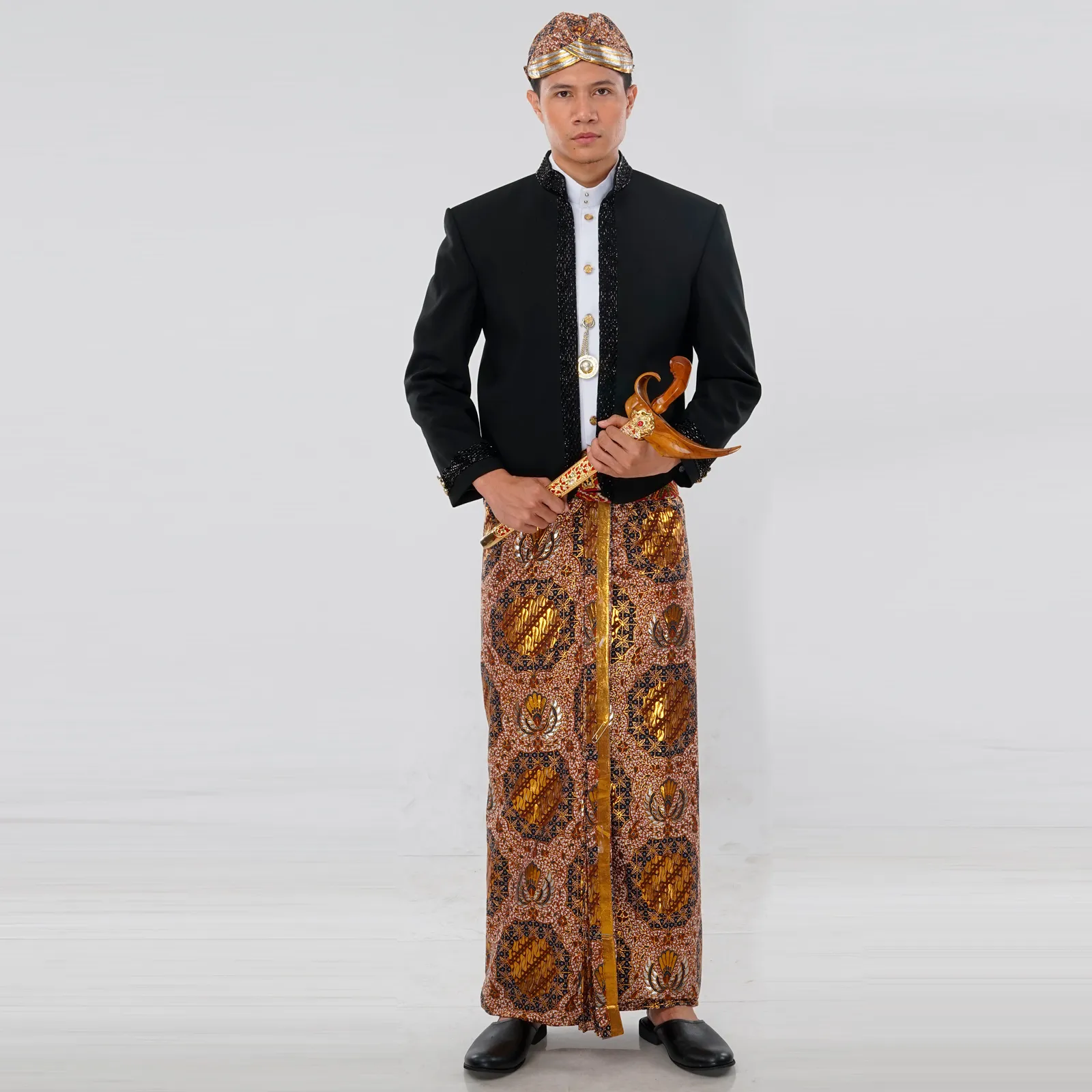 (OTJ-030) Beskap Hitam Payet Hitam Sikepan (Non Gliter)