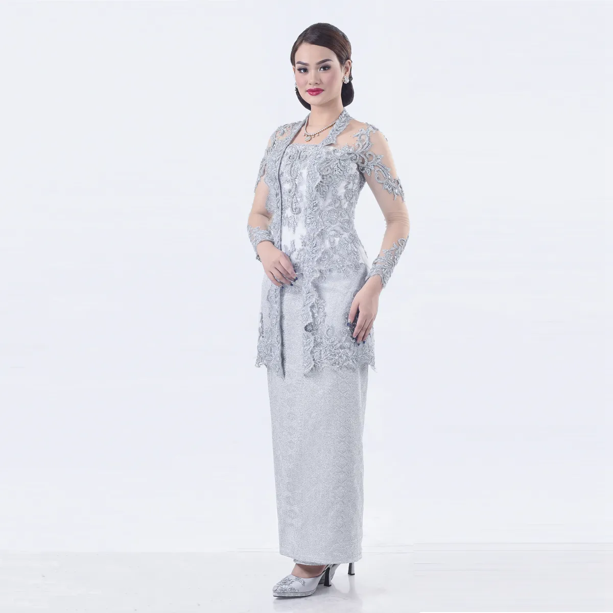 (KE-001) Kebaya Pengantin Abu-Abu Diva