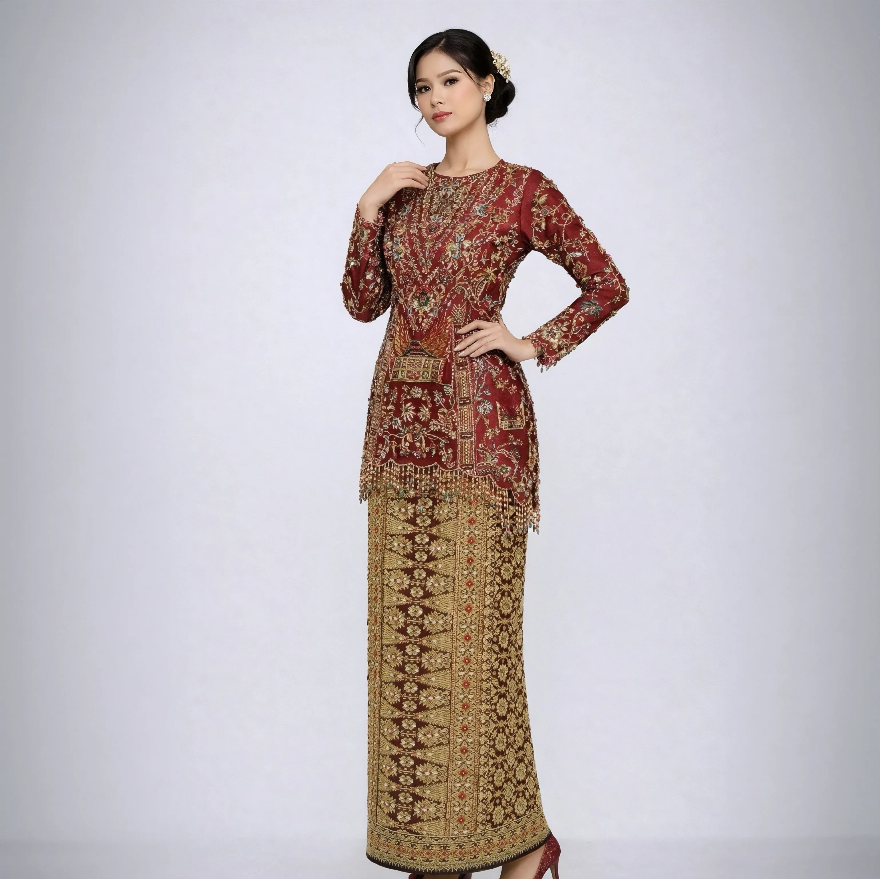 (KE-174) Kebaya Pengantin Kotogadang Marun Baru