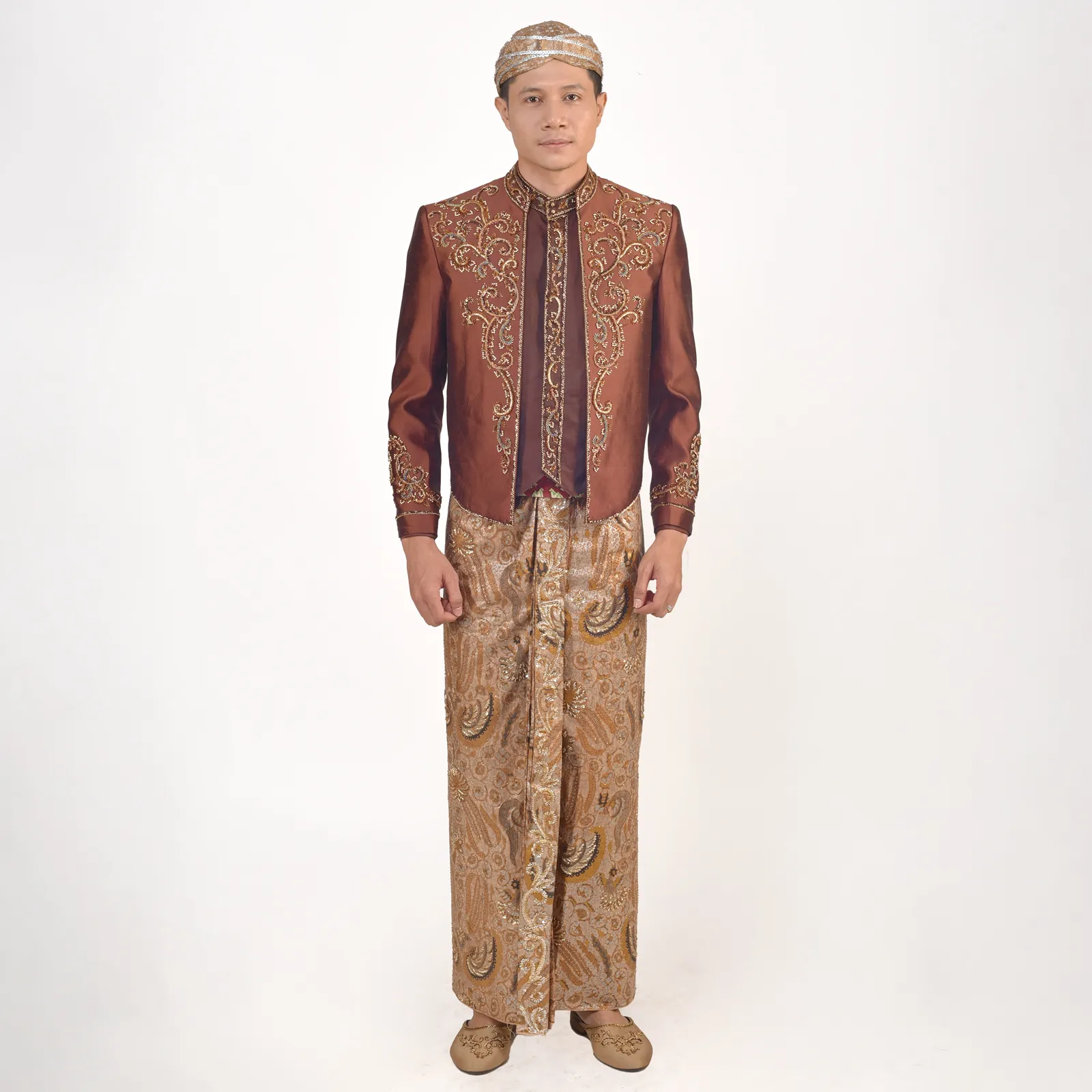 (BJ-168) Beskap Pengantin Coklat Tembaga Windi