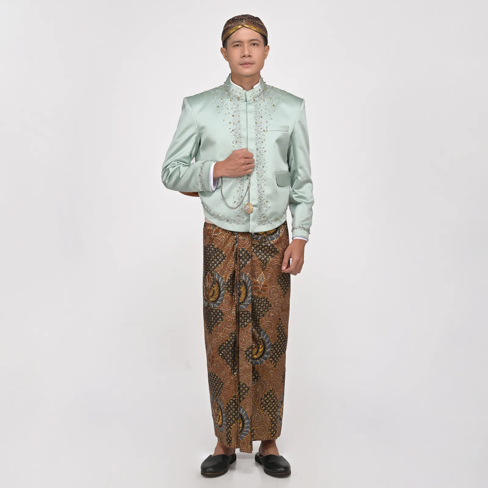 (OTJ-051) Beskap Hijau Mint Payet Tabur Atela