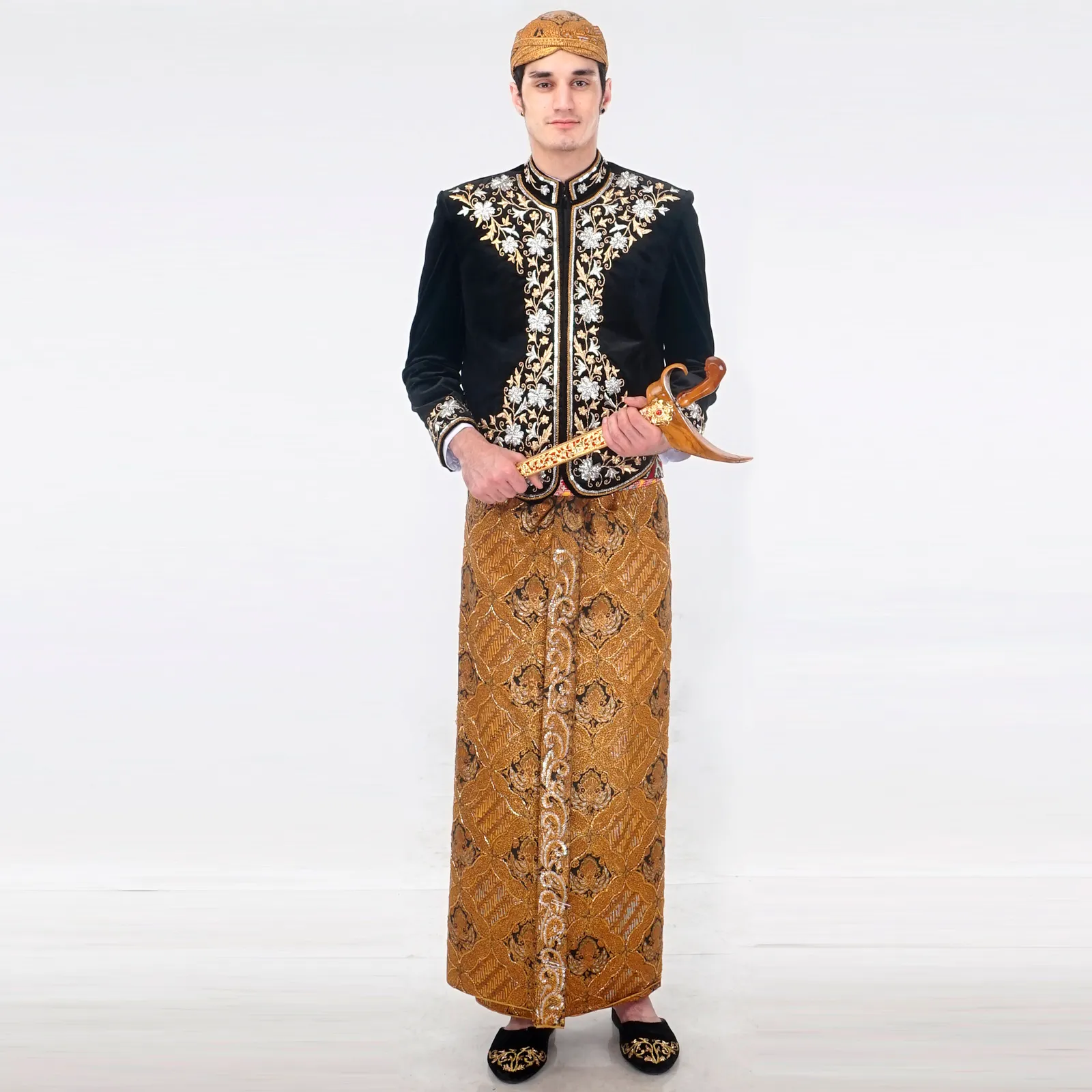 (BJ-026) Beskap Pengantin Bludru Hitam Dodot Modern