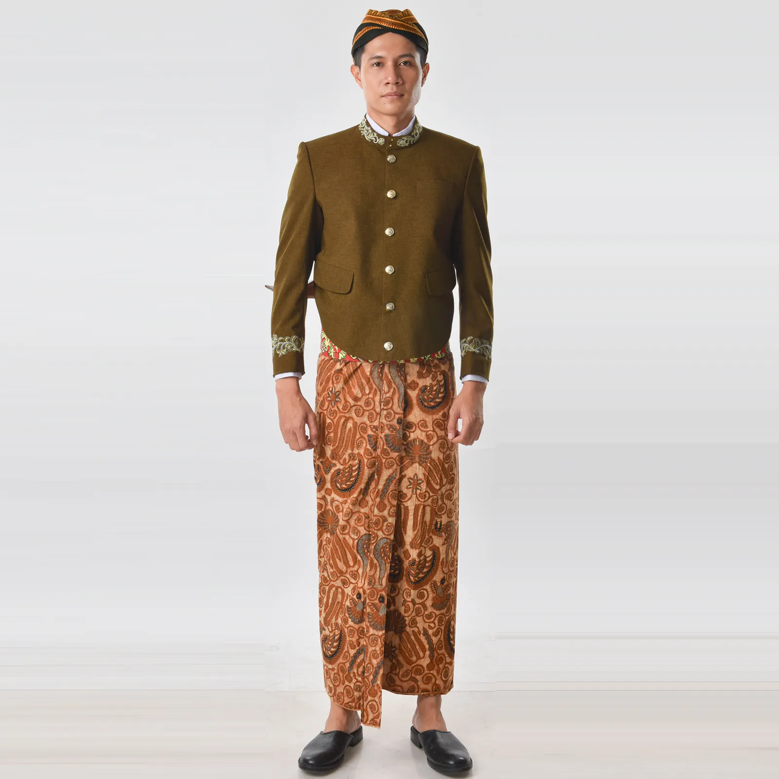 (ATJ-014) Beskap Hijau Lumut Bordir Atela