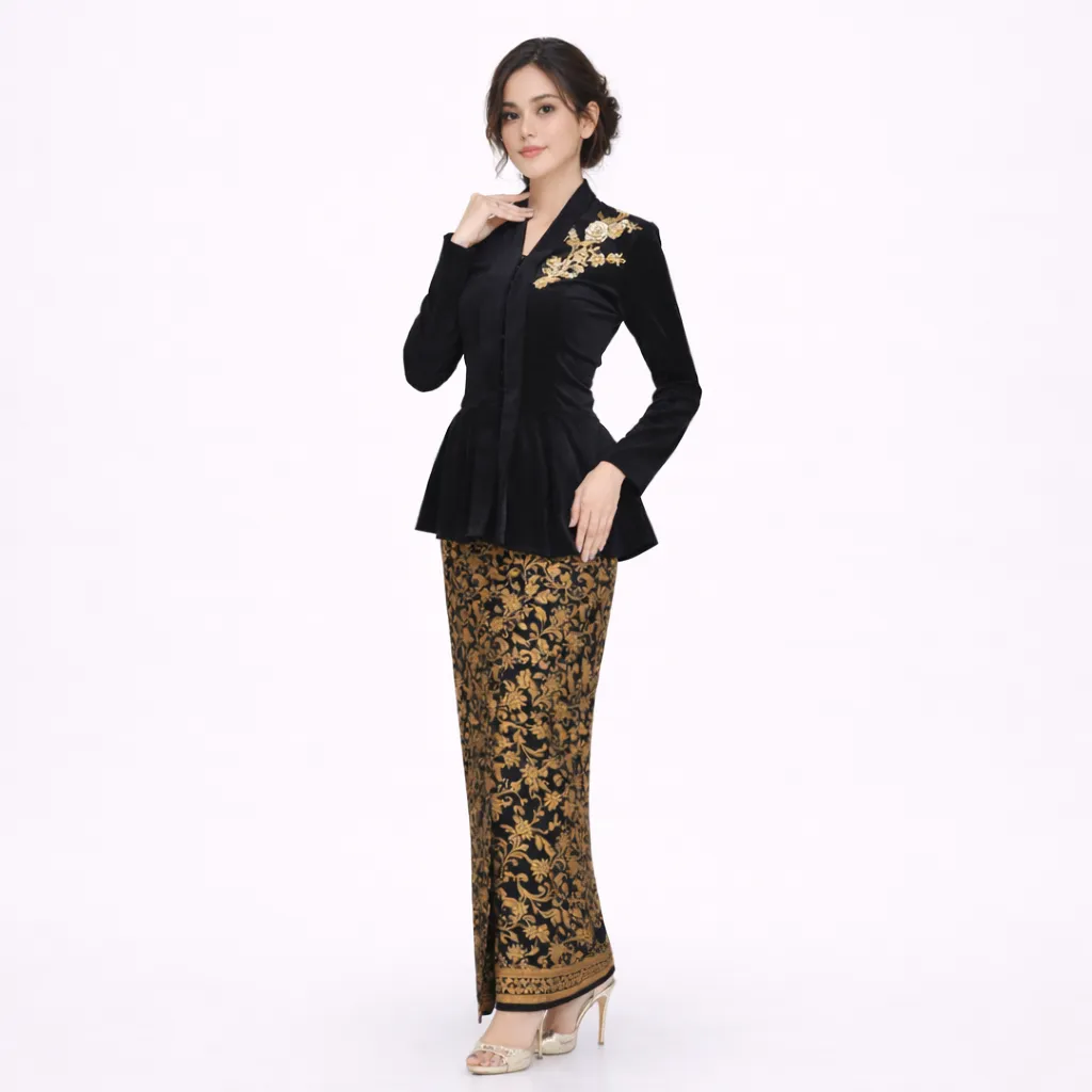 (BT-041) Kebaya Bridesmaid/Engagement/Graduation Bludru Hitam Payet