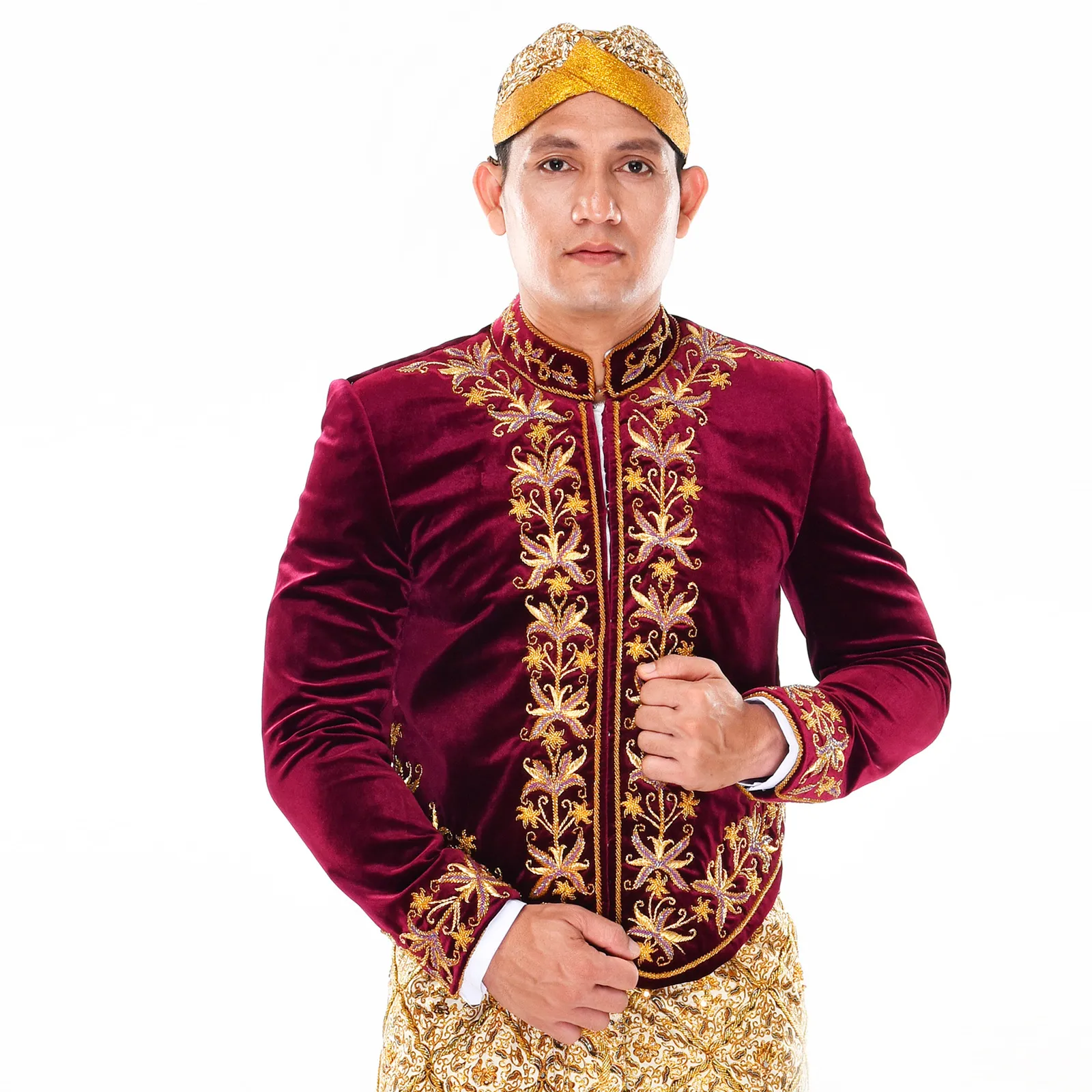 (BJ-035) Beskap Pengantin Bludru Ungu Riska